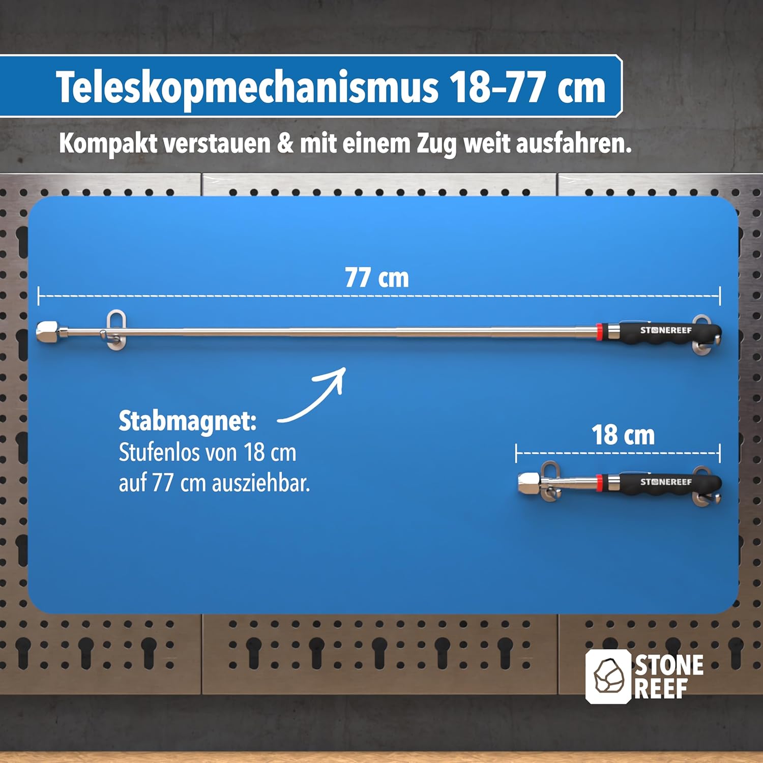 Thumbnail 2 de Teleskopischer Magnetheber Edelstahl 18–77 cm