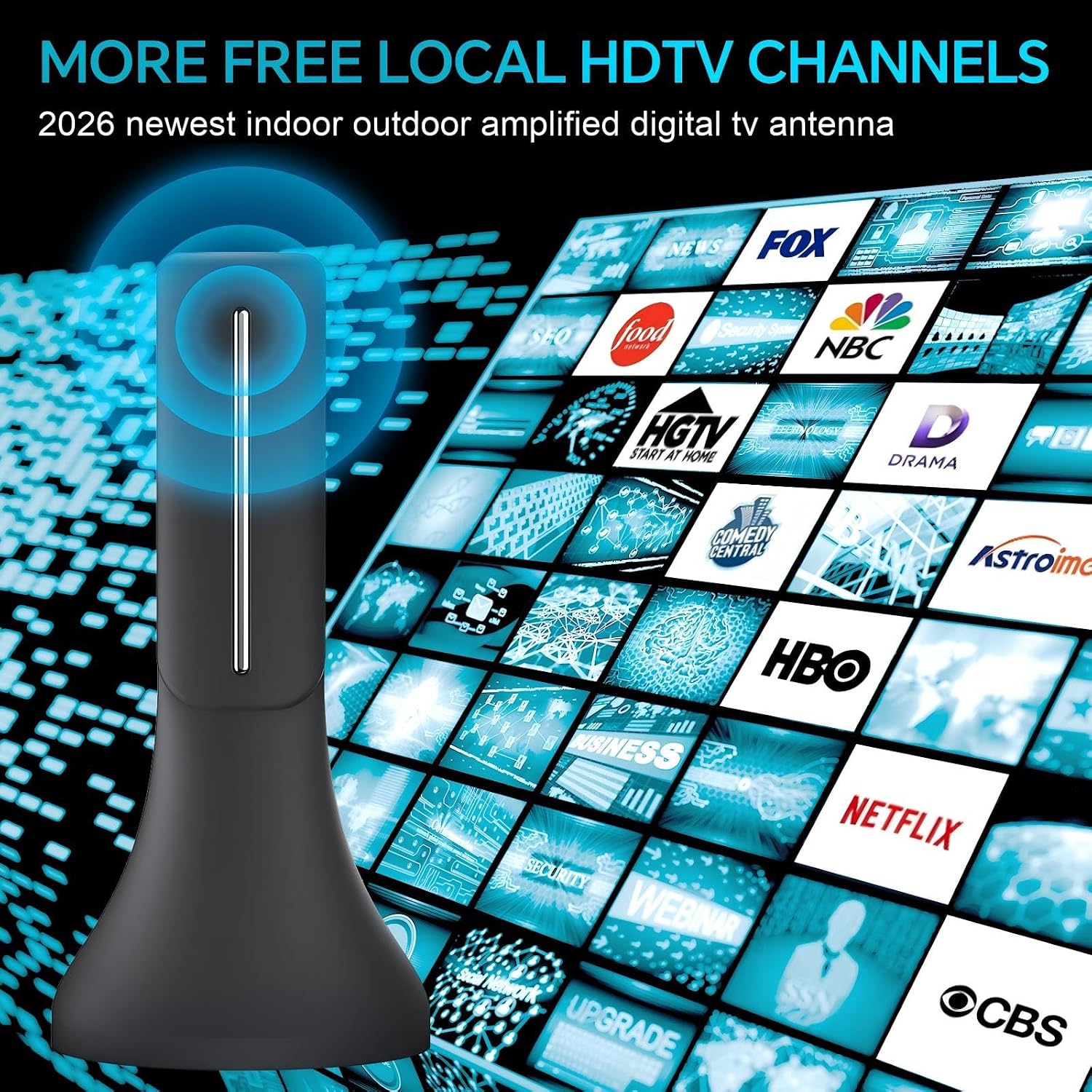 Detalle de QIRUOZ 2026 Upgraded Indoor Digital TV Antenna with 360° Reception and Long Range