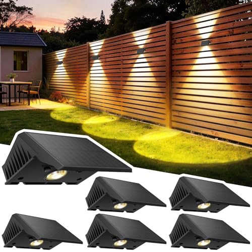 Detalle de Delaiglow Aplique Solar Exterior 6 Pack – Luz Solar LED para Paredes Arriba y Abajo, IP67, Blanco Cálido