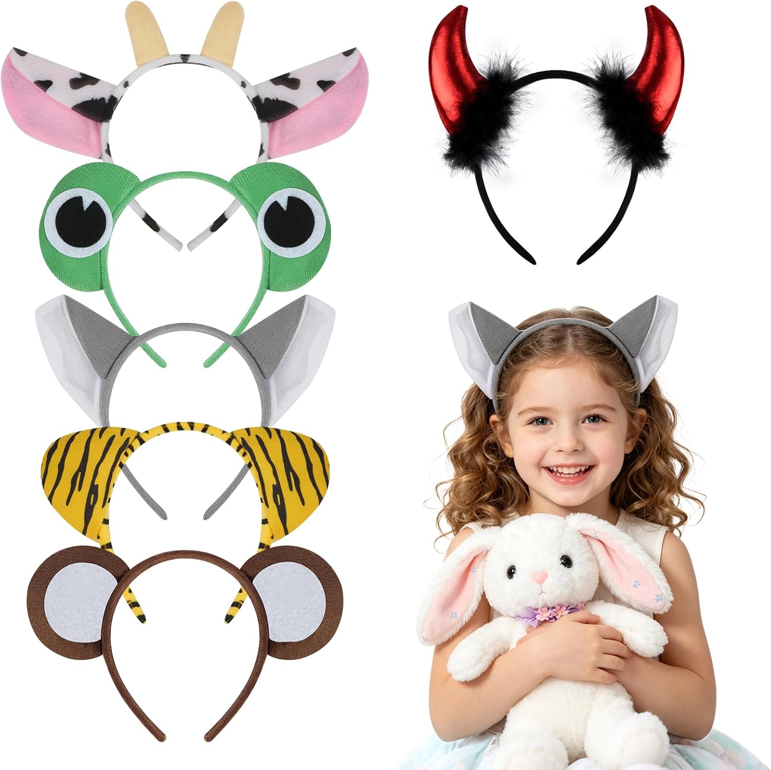 Detalle de AYBUY Bandeau en Animal – Ensemble de serre-têtes pelucheux pour fêtes et cosplay