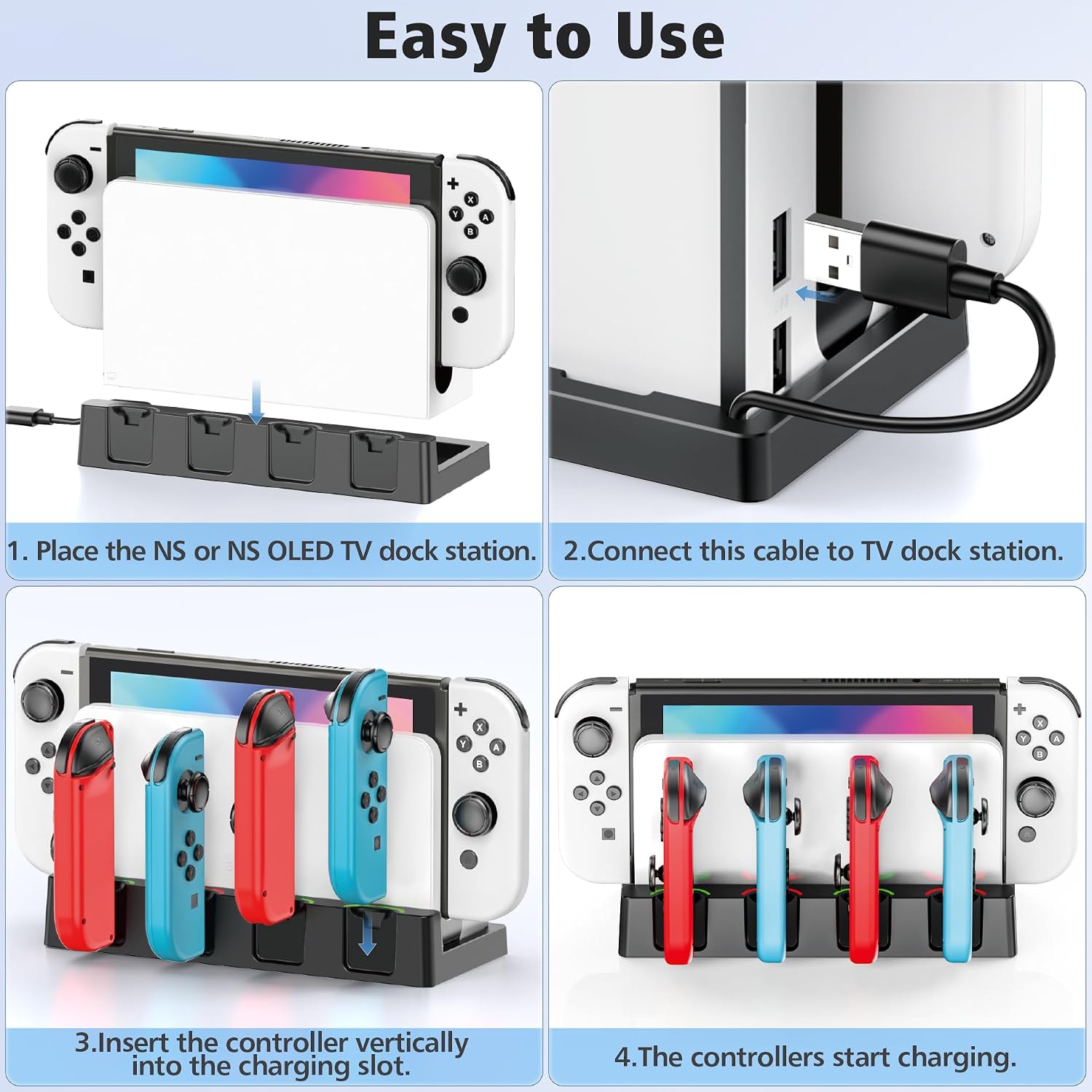 Thumbnail 4 de Switch Joycon Ladestation 4 Ladeschlitze