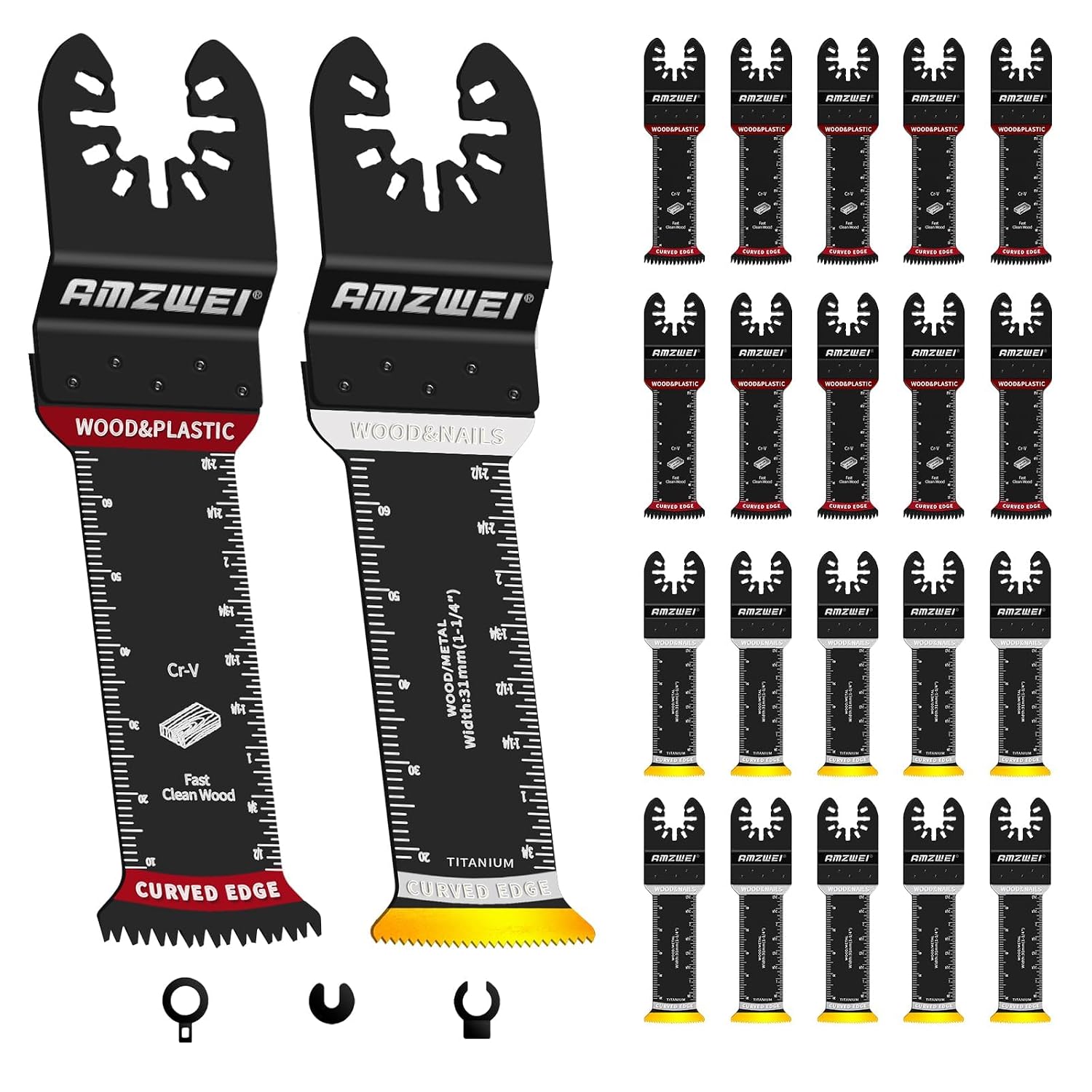 Detalle de AMZWEI 20-Piece Extra Long Titanium Oscillating Tool Blade Set