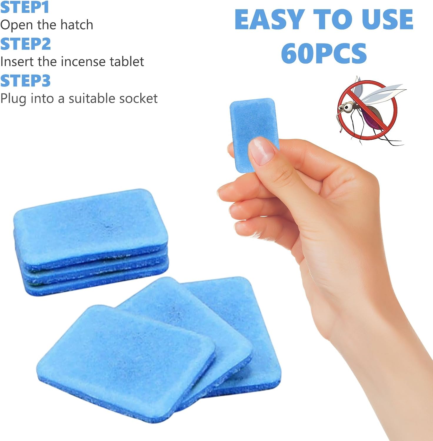 Detalle de 60 Pack Mosquito Repellent Tablets for Plug in: Long-Lasting Indoor Protection