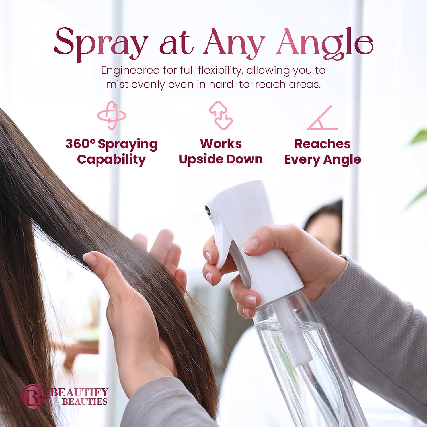 Detalle 2 de BeautifyBeauties Continuous Mist Spray Bottle (10.1 Ounce) for Hair, Plants, Cleaning & More