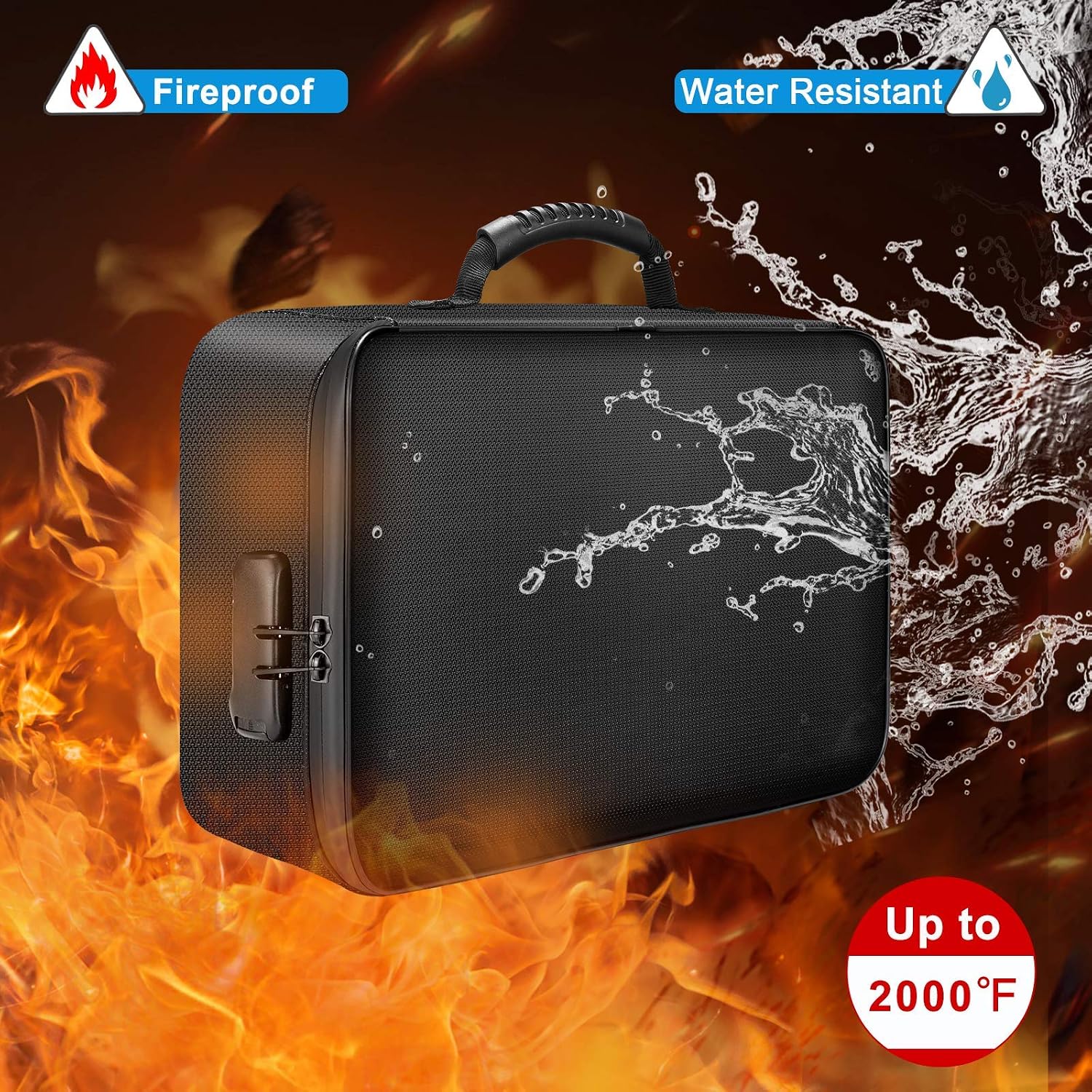 Detalle de DocSafe DS0002 Fire-Resistant Document Bag with 3-Layer Storage and Lock