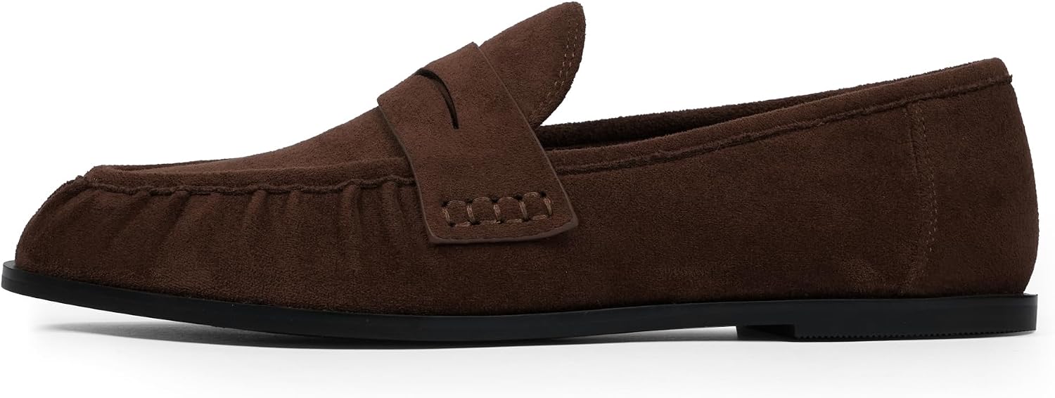 Detalle de QIY Women's Penny Loafers, Cushioned Slip-On Flats with Ruched Toe