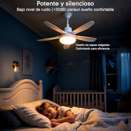 Detalle de Ventilador Techo con Luz LED 76 cm Joyshie (4 velocidades, Luz 3CCT 18W, Mando a Distancia y Temporizador)