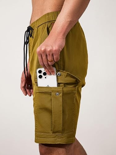Detalle de Elegancity Kurze Cargo-Hosen Herren Khaki, XL – Freizeithose mit Regular Fit