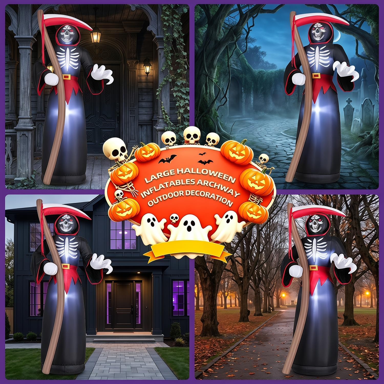 Thumbnail 6 de Kendane CA-117 8-Foot Inflatable Grim Reaper with Red LED Lights