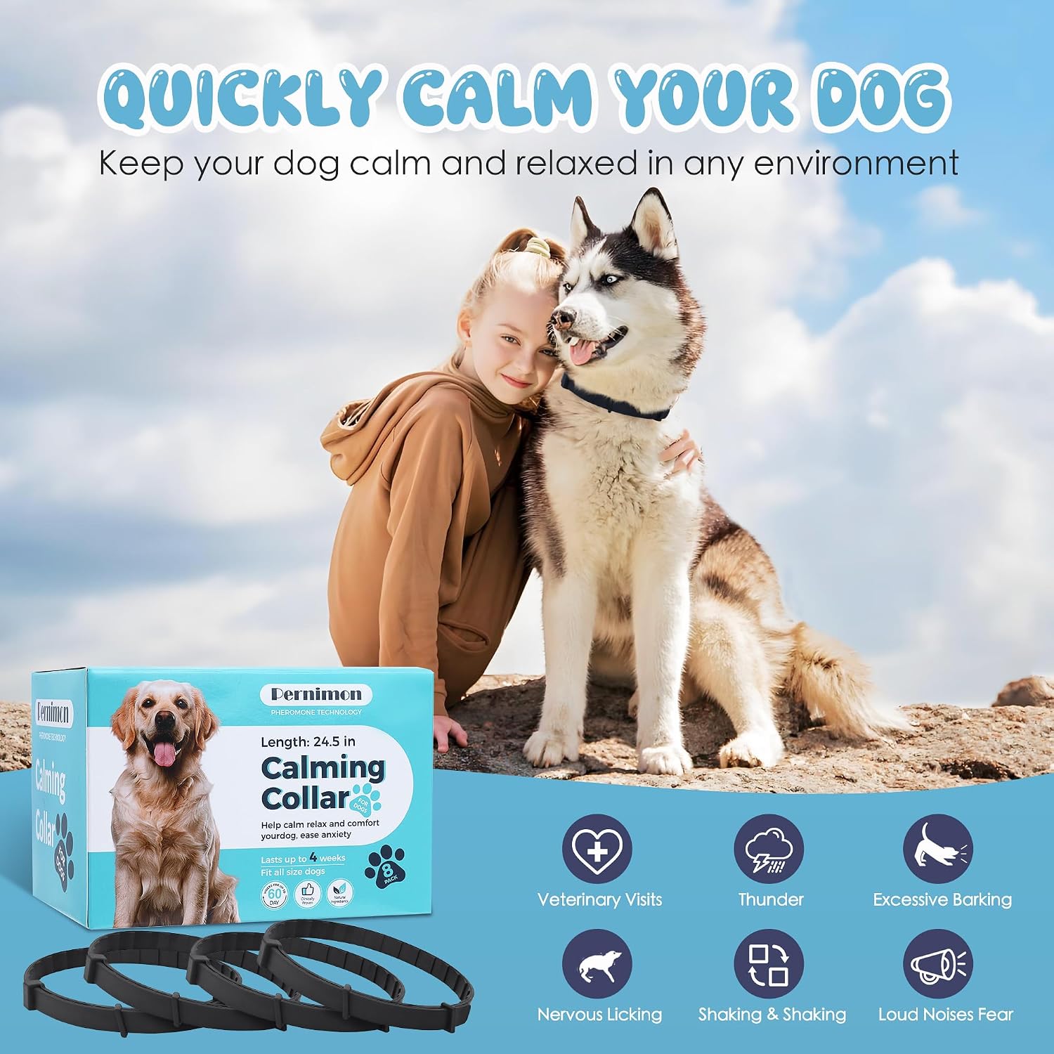 Detalle 2 de Pernimon Calming Collar for Dogs with Natural Pheromones – 8 Pack (25")