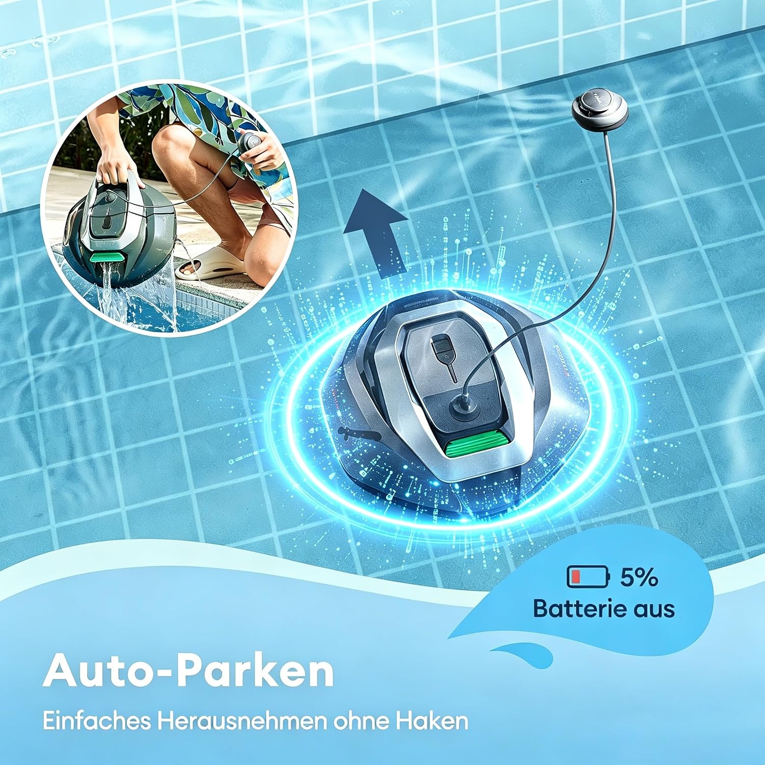 Detalle de Pooleco 10s Poolroboter (2026 Upgrade) – kabellose Reinigung mit 3 Motoren