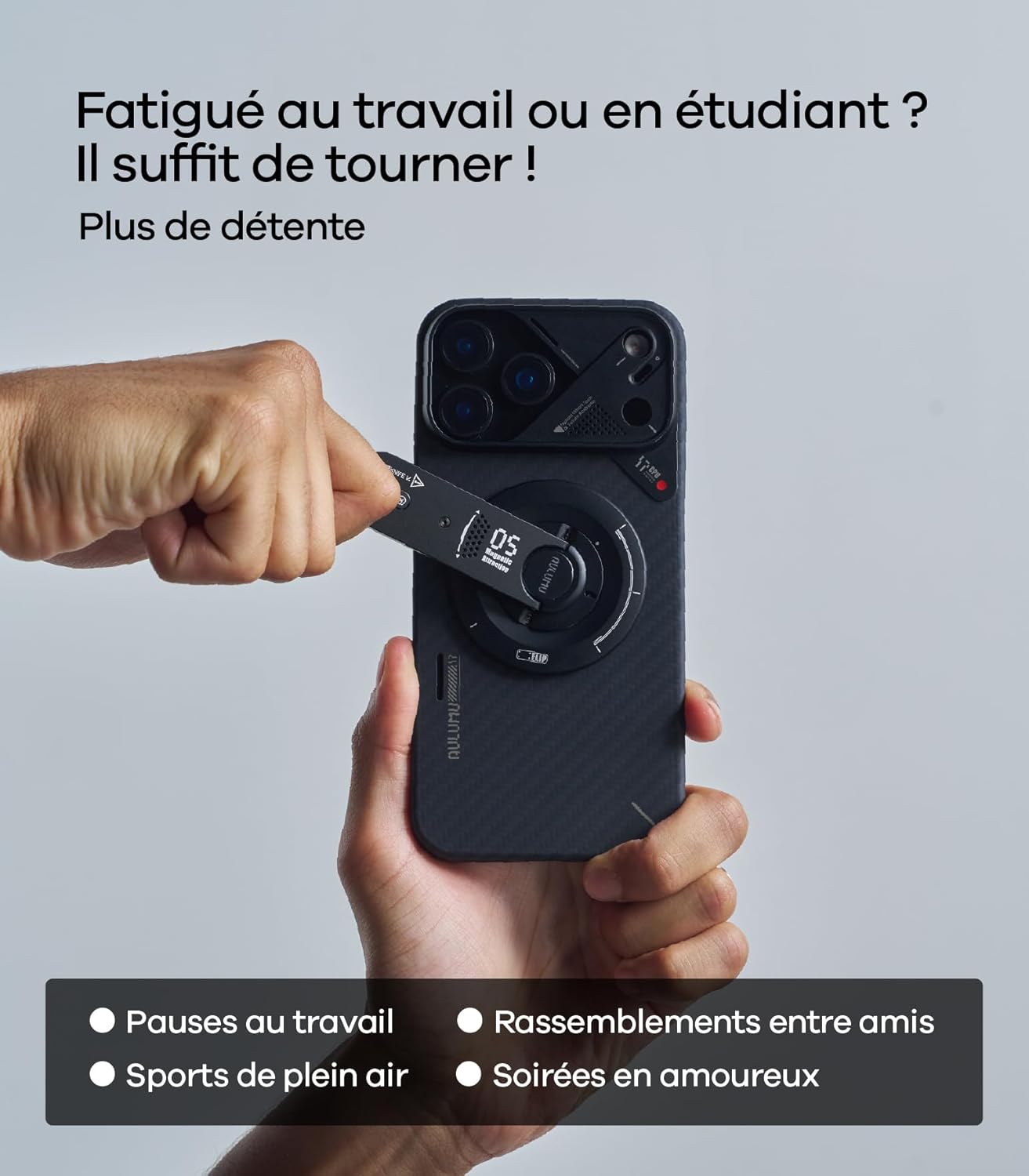 Thumbnail 4 de Aulumu G05 Air Support MagSafe noir avec poignée, support et ouverture de boîte