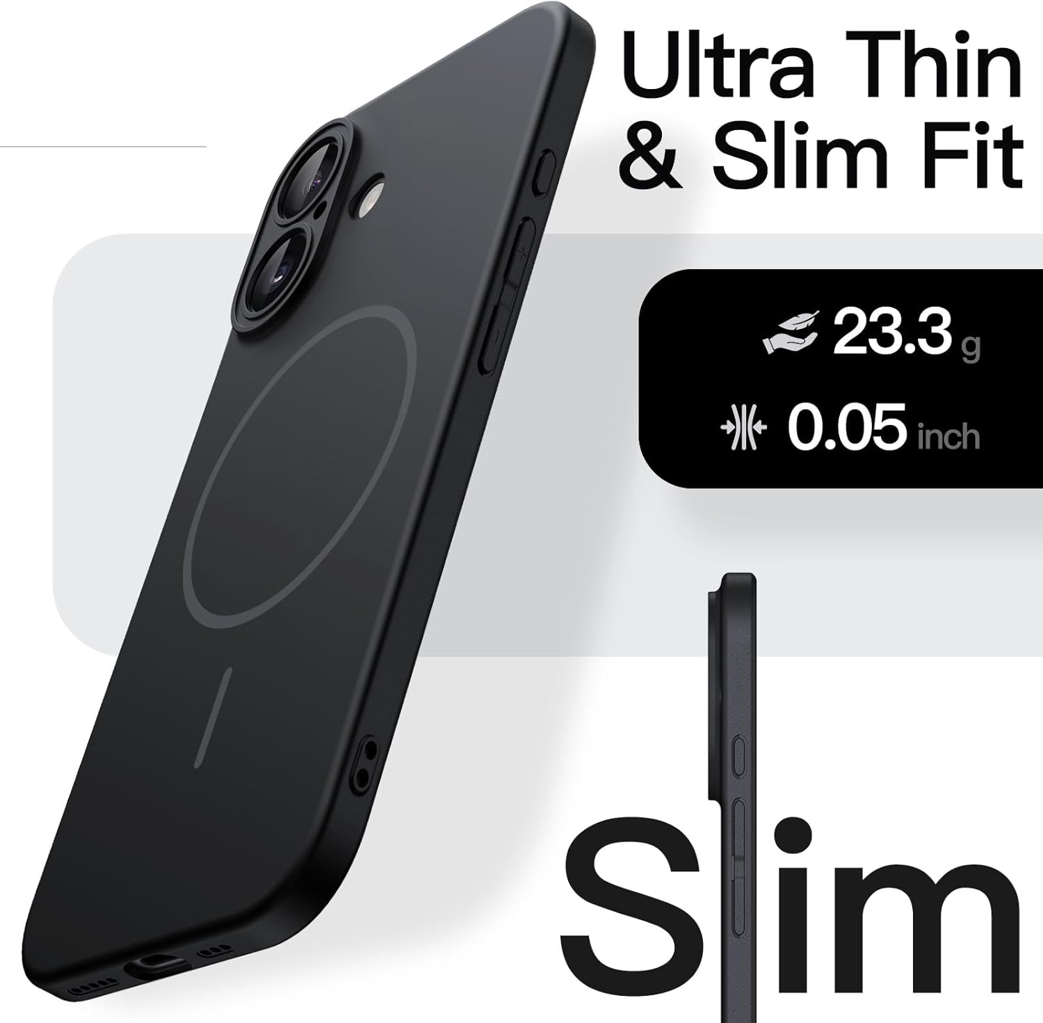 Thumbnail 2 de JETech Cover Magnetica Slim per iPhone 16 6,1" compatibile con MagSafe, protezione lenti fotocamera, finitura opaca (Nero)