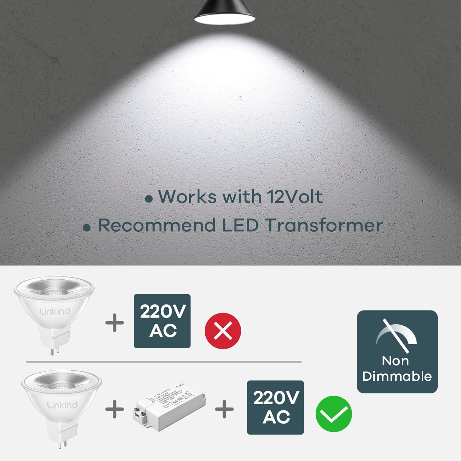 Thumbnail 6 de Linkind Bombilla LED GU5.3 MR16 12V, 36° Blanco frío, Pack de 5