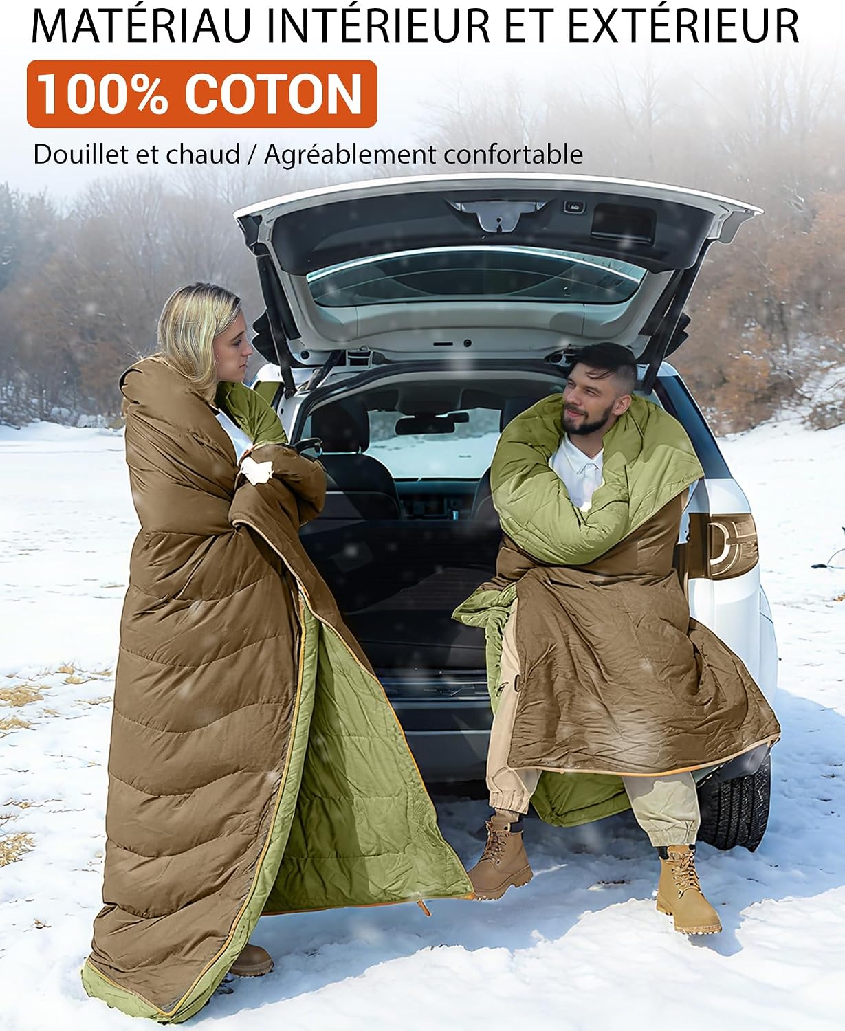 Detalle de KingCamp Sac de couchage 3-4 saisons sarcophage en duvet et coton, 190+30 × 80 cm