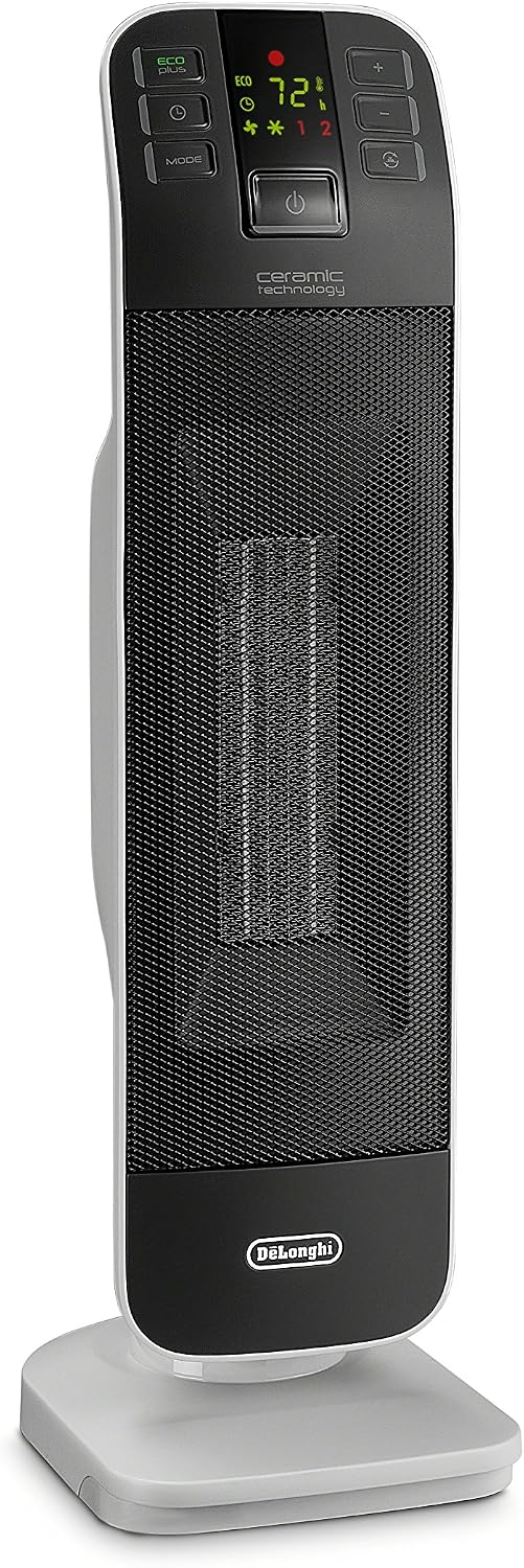 Detalle de De'Longhi HFX65V15CA Tower Ceramic Fan Heater, 1500 W, Oscillation and Remote