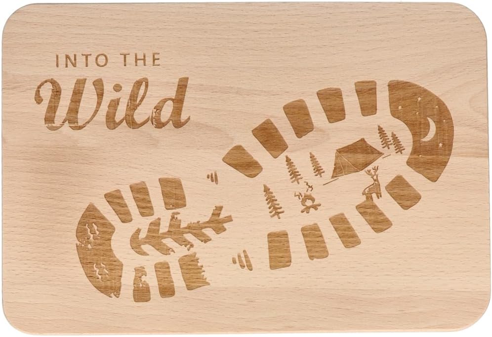 Detalle de Spruchreif Frühstücksbrettchen aus Holz mit UV-Druck – ideal für Wanderfreunde