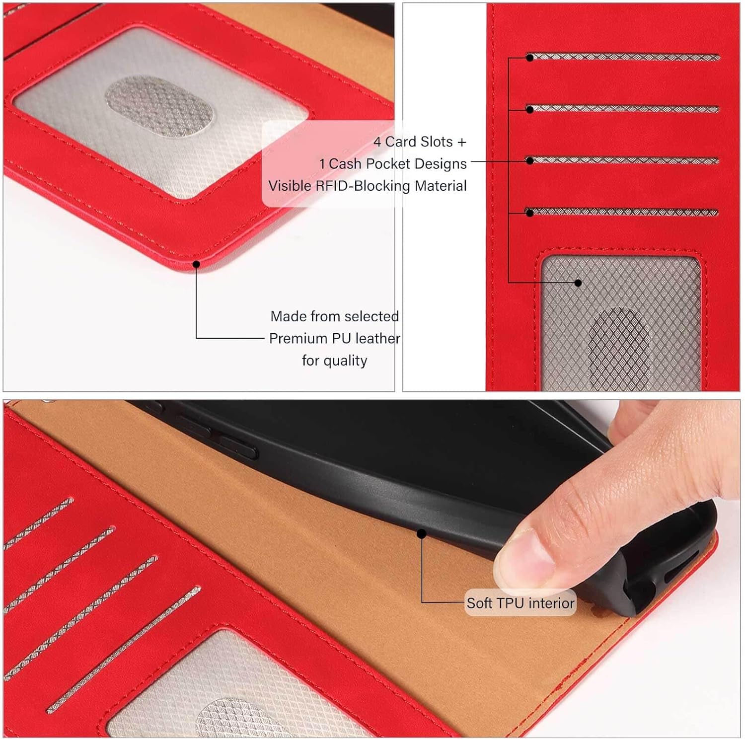Thumbnail 6 de GOTOURED for Honor 400 Pro Case Wallet with RFID Blocking in Red
