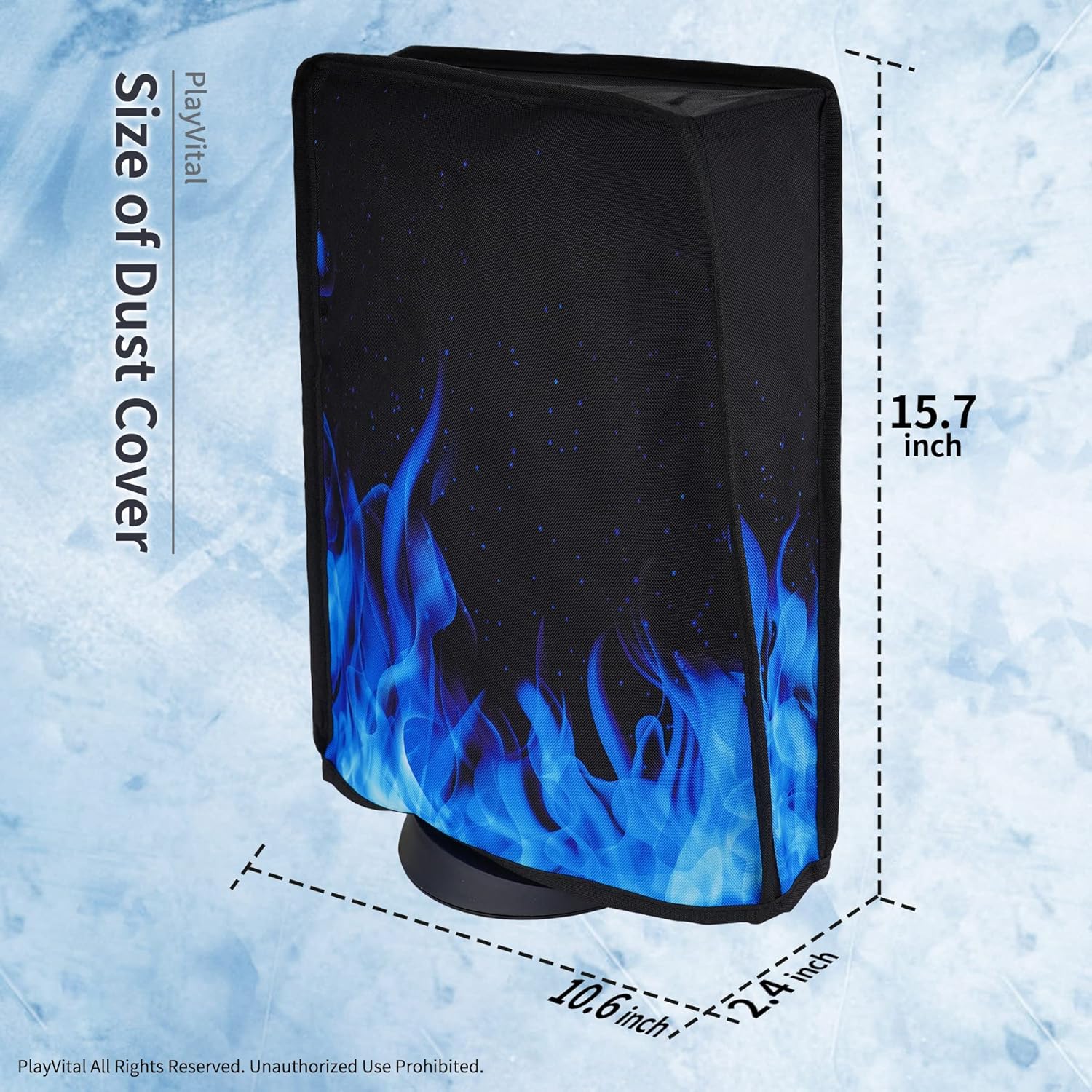 Detalle 2 de playvital Dust Cover for PS5: Waterproof, Anti-Scratch Protection for Digital and Disc Editions (Blue Flame)