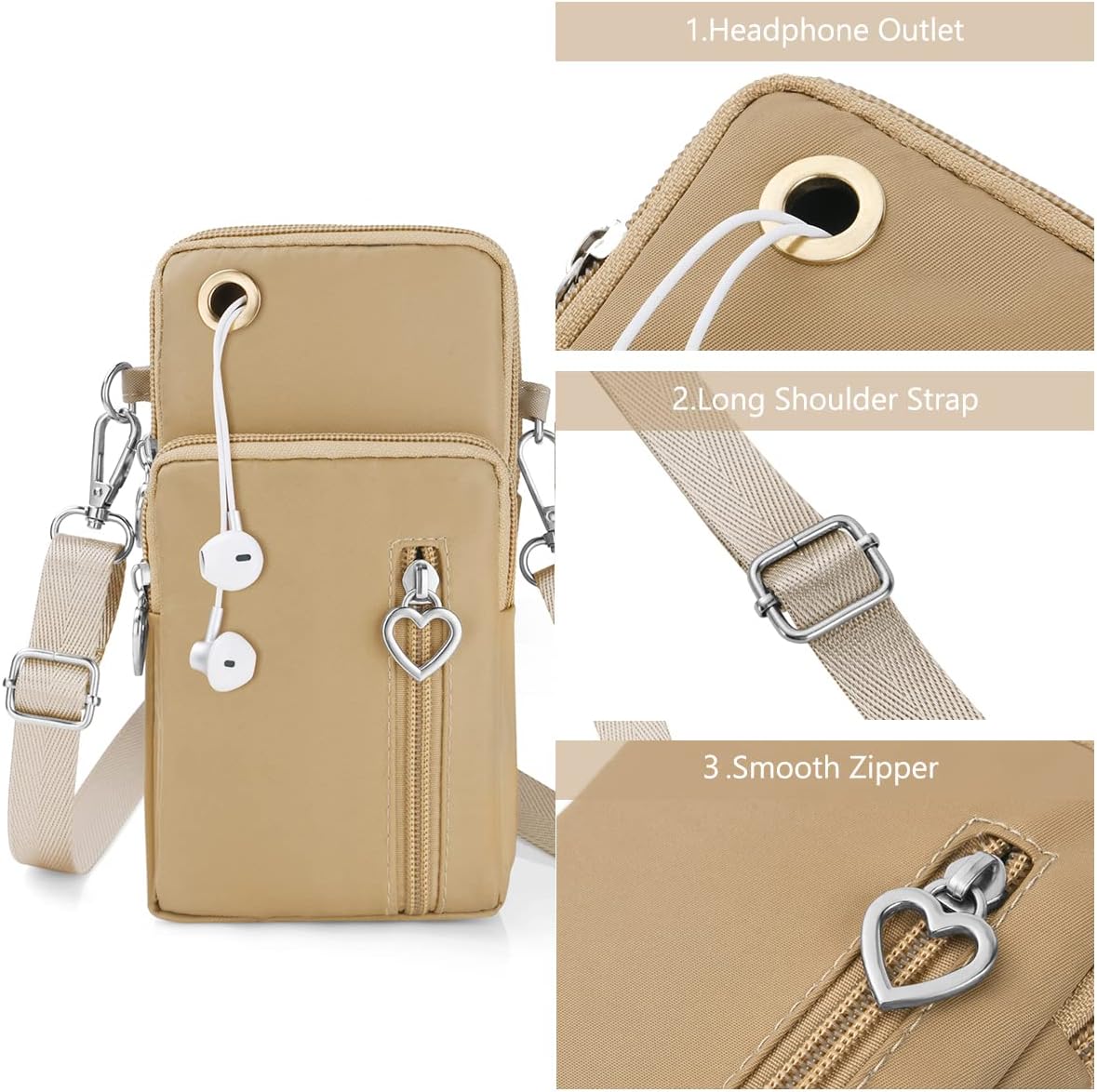 Thumbnail 5 de Aucuu Petit Sacoche Téléphone Femme avec bandoulière réglable (tissu Oxford, pour écran jusqu’à 7")