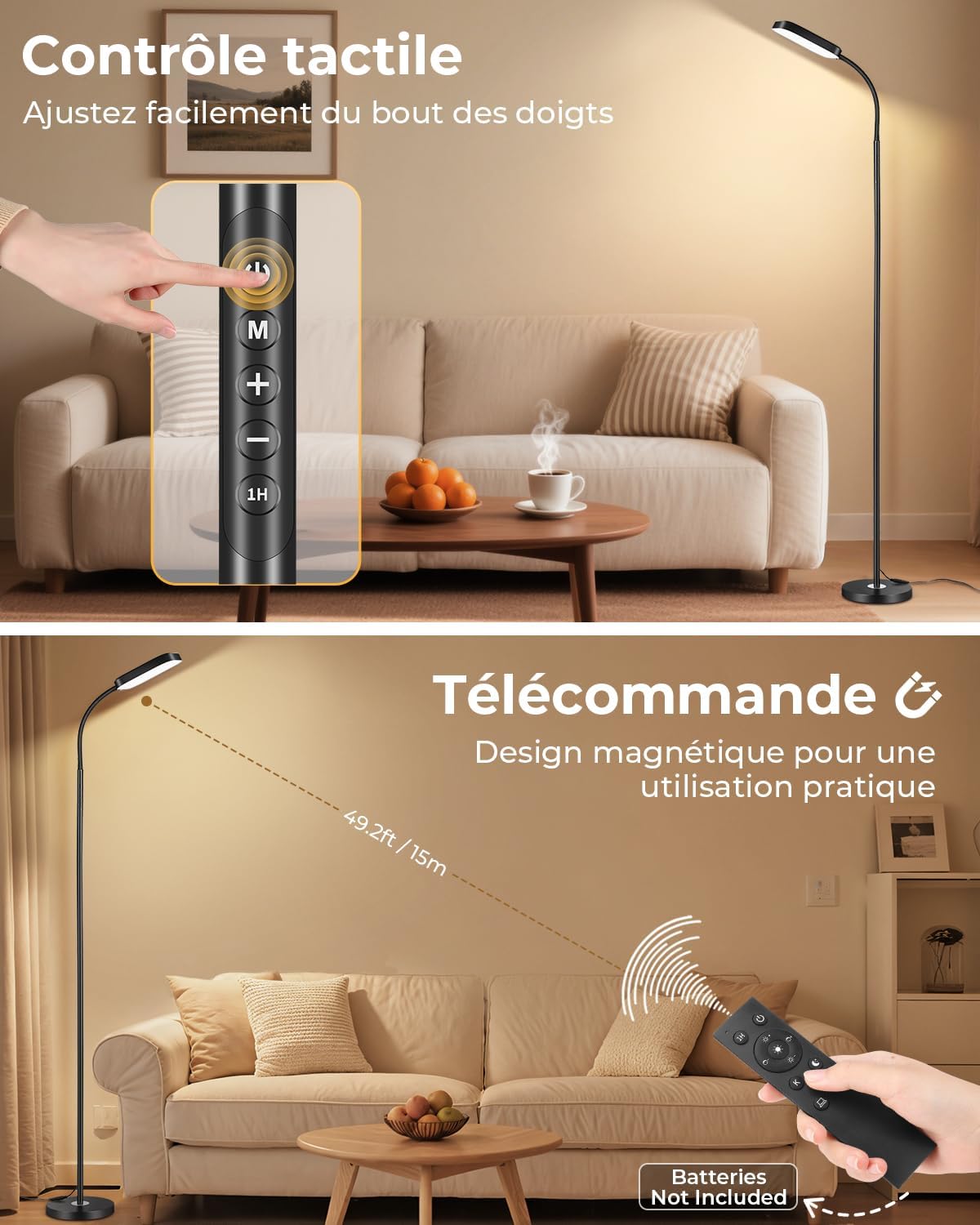 Thumbnail 4 de YICAIZI Lampadaire LED sur pied 18W dimmable