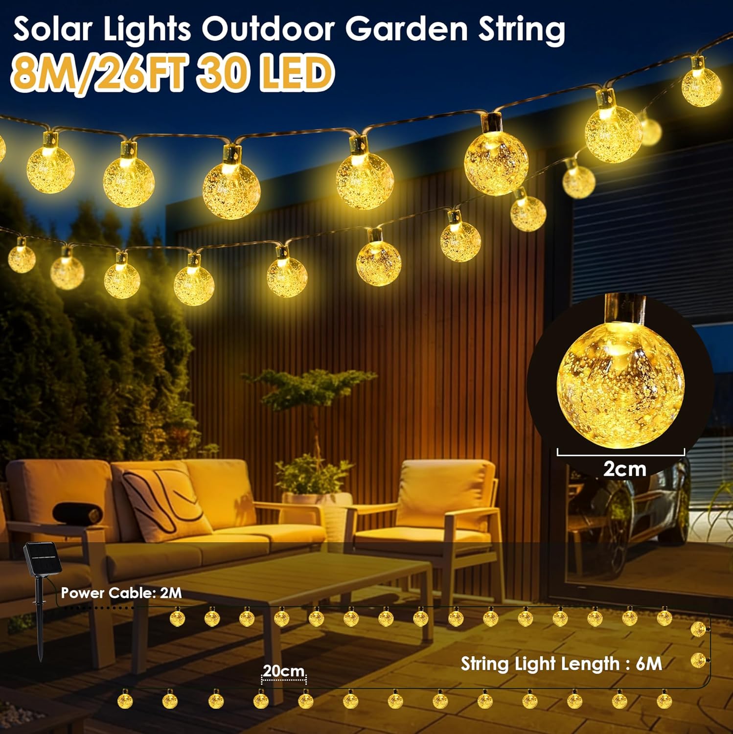 Thumbnail 2 de Suolita Solar Garden Lights Outdoor 30 LED 8M