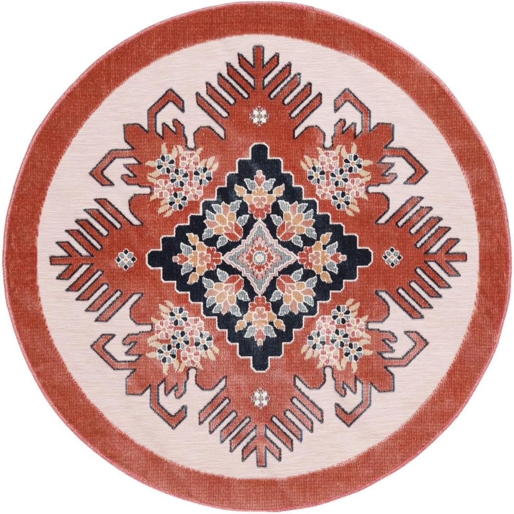 Detalle de RugVista Fari Kilim Round Indoor & Outdoor Rug, Ø 150 cm, Pink