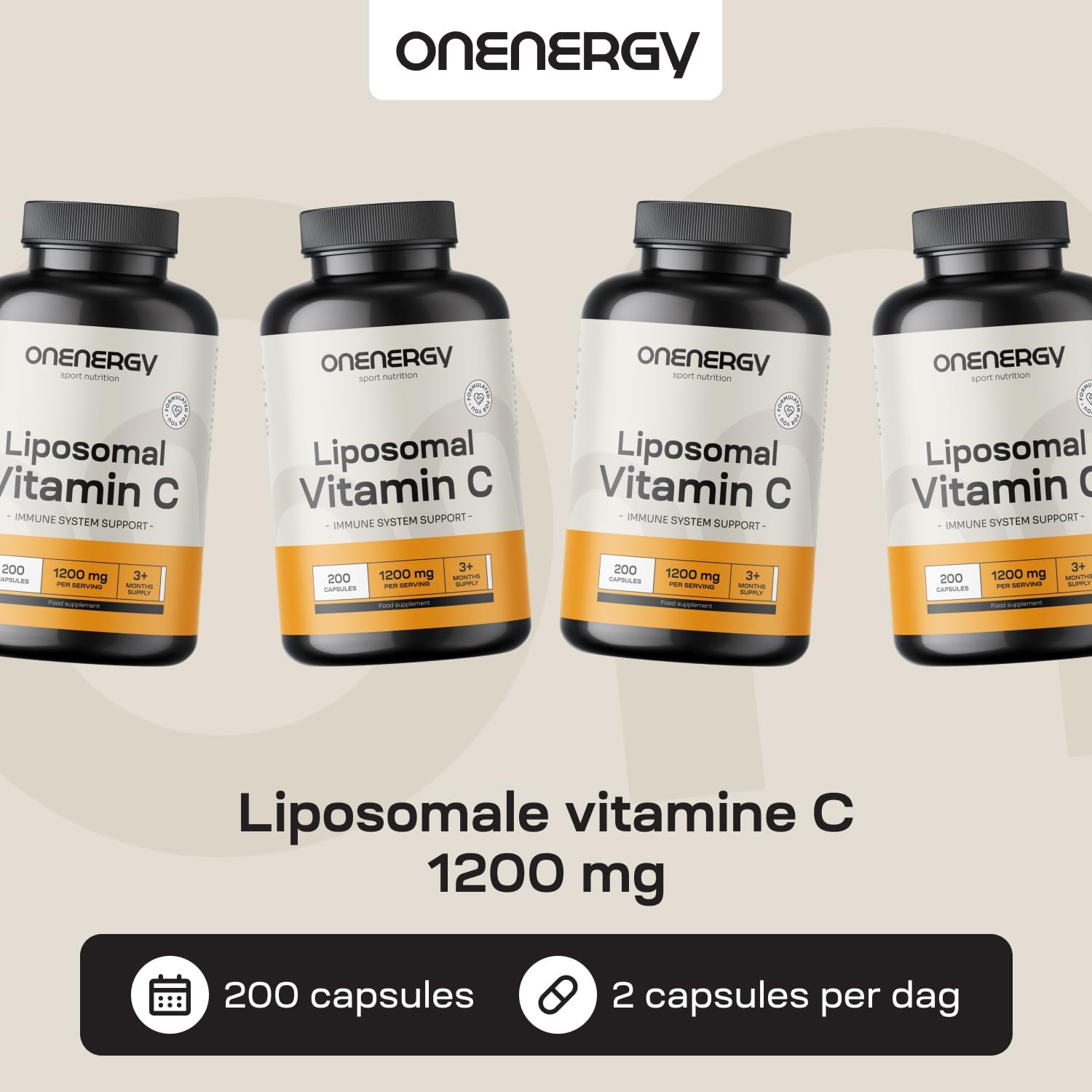 Detalle de OnEnergy Liposomale Vitamine C 1200 mg met rozenbottel, 200 capsules