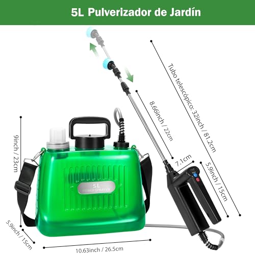 Detalle 2 de DOUBFIVSY 5L Pulverizador Eléctrico 🌱