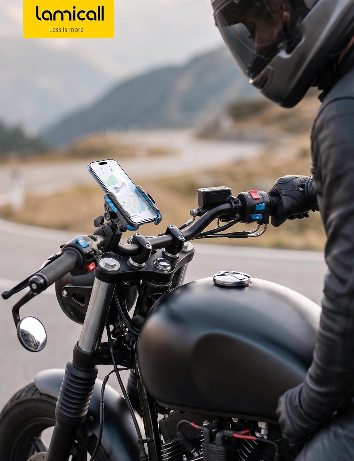Thumbnail 6 de Lamicall Motorrad-Handyhalterung mit Dämpfung – 360° Verstellung, kompatibel mit iPhone 17/16 und 4,7–7,2 Zoll Smartphones
