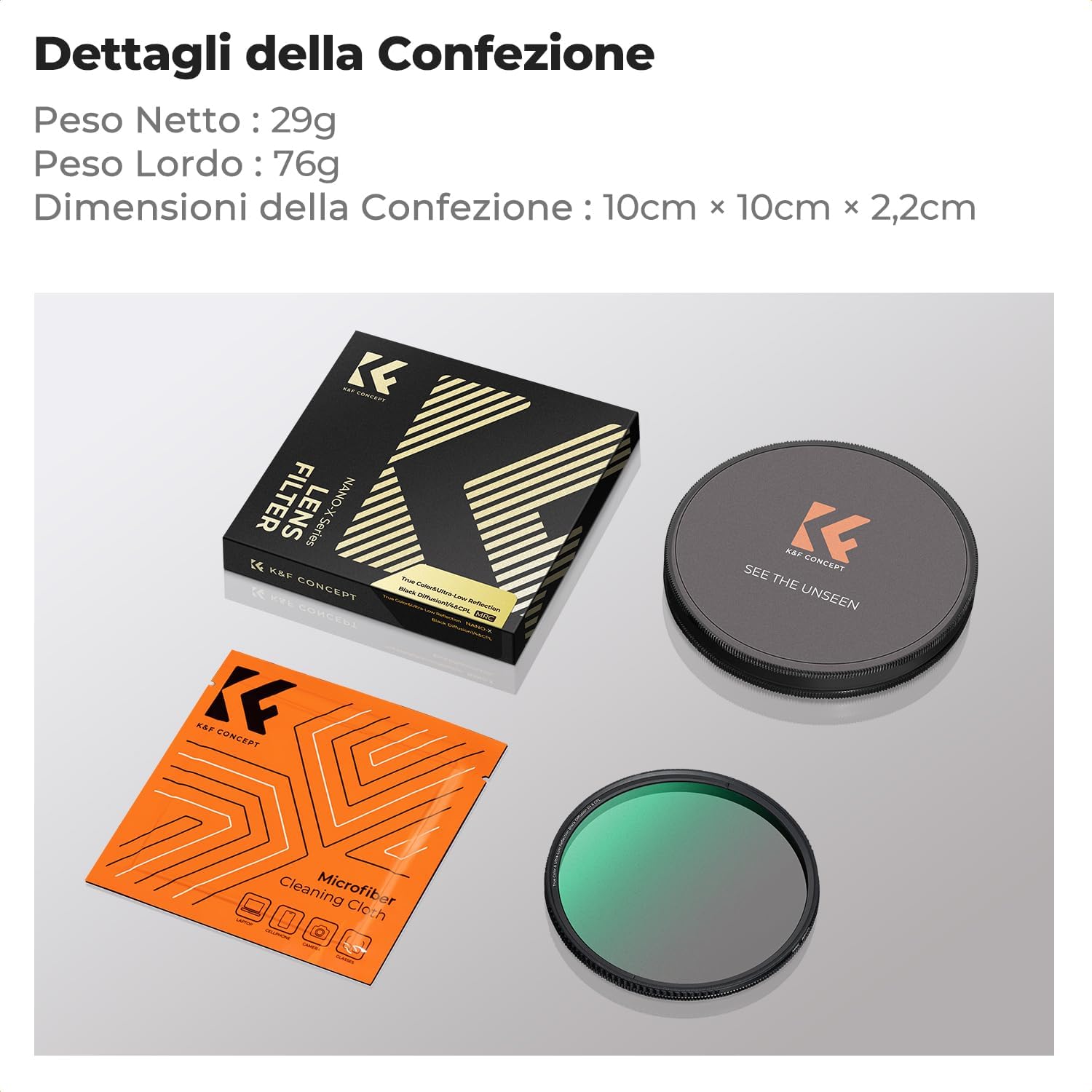 Thumbnail 6 de K&F CONCEPT 72mm Nano-Xcel: CPL Circolare + Black Mist 1/4 – Filtro di alta qualità per colori realistici e controllo riflessi