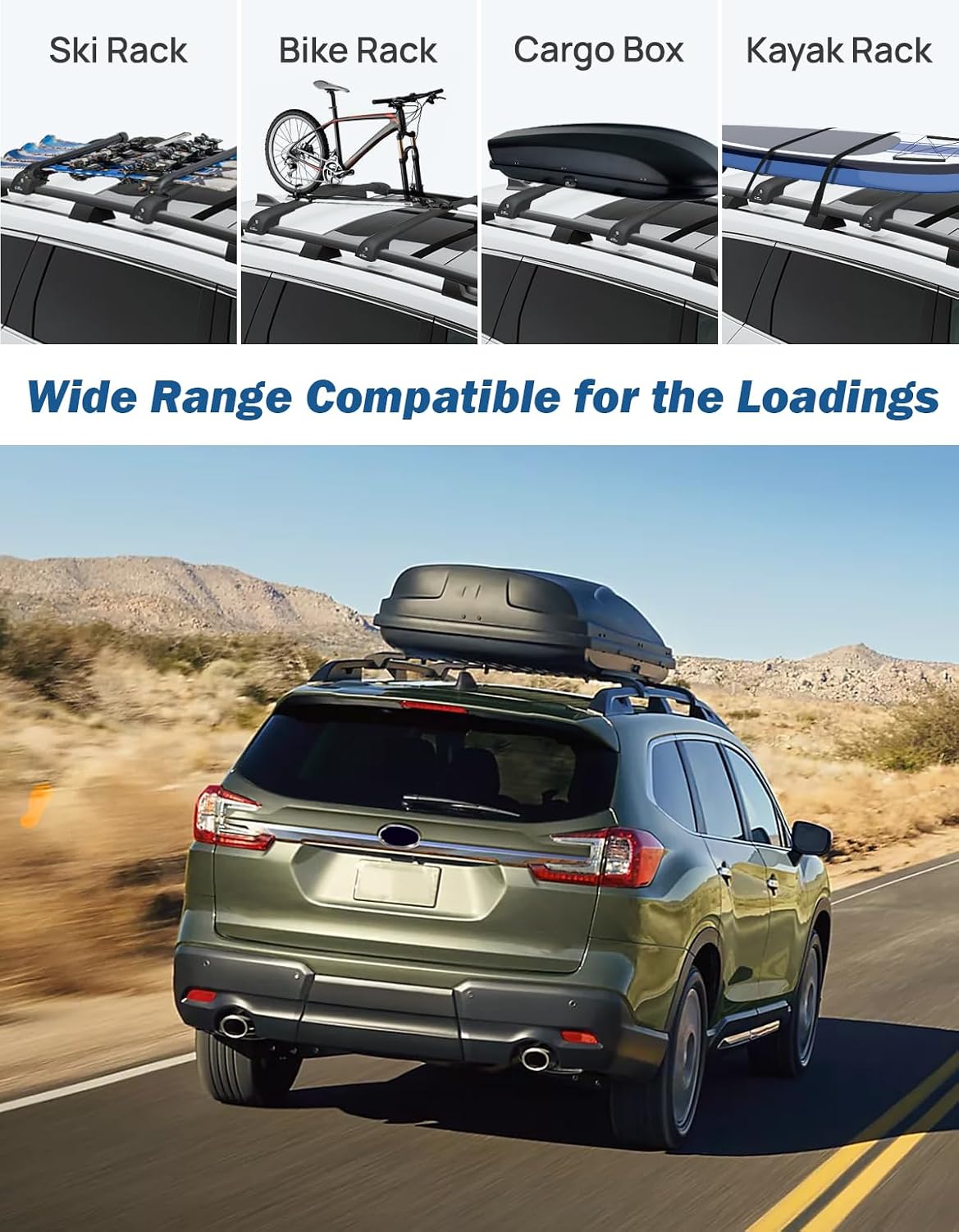 Detalle de JOYTUTUS 300LB Roof Rack Cross Bars for Subaru Ascent (2019–2025) with Lockable Anti-Theft Design