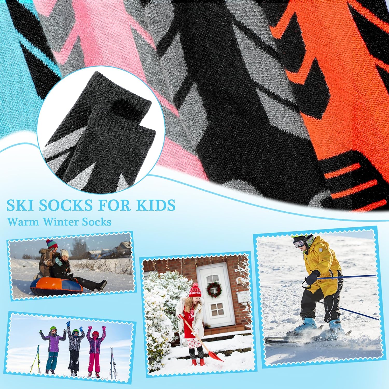 Thumbnail 3 de Wanchel Warme Kinder Skisocken – Merinowolle, 2 Paar