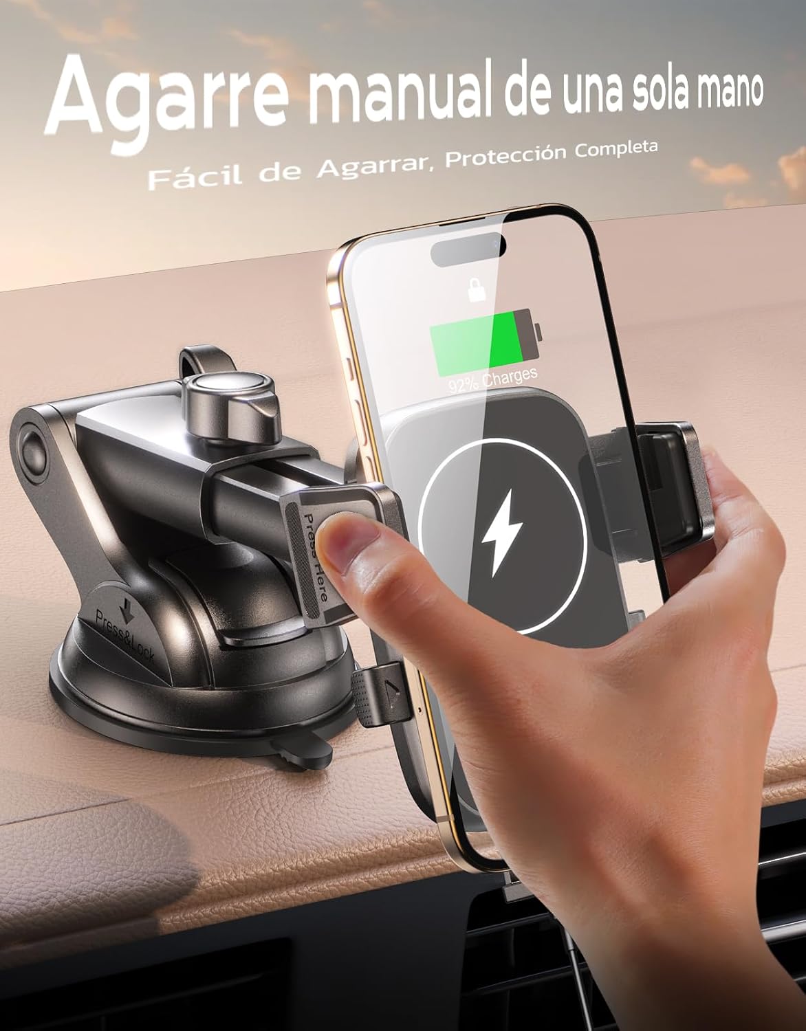 Detalle de Mohard 15W Cargador inalámbrico coche