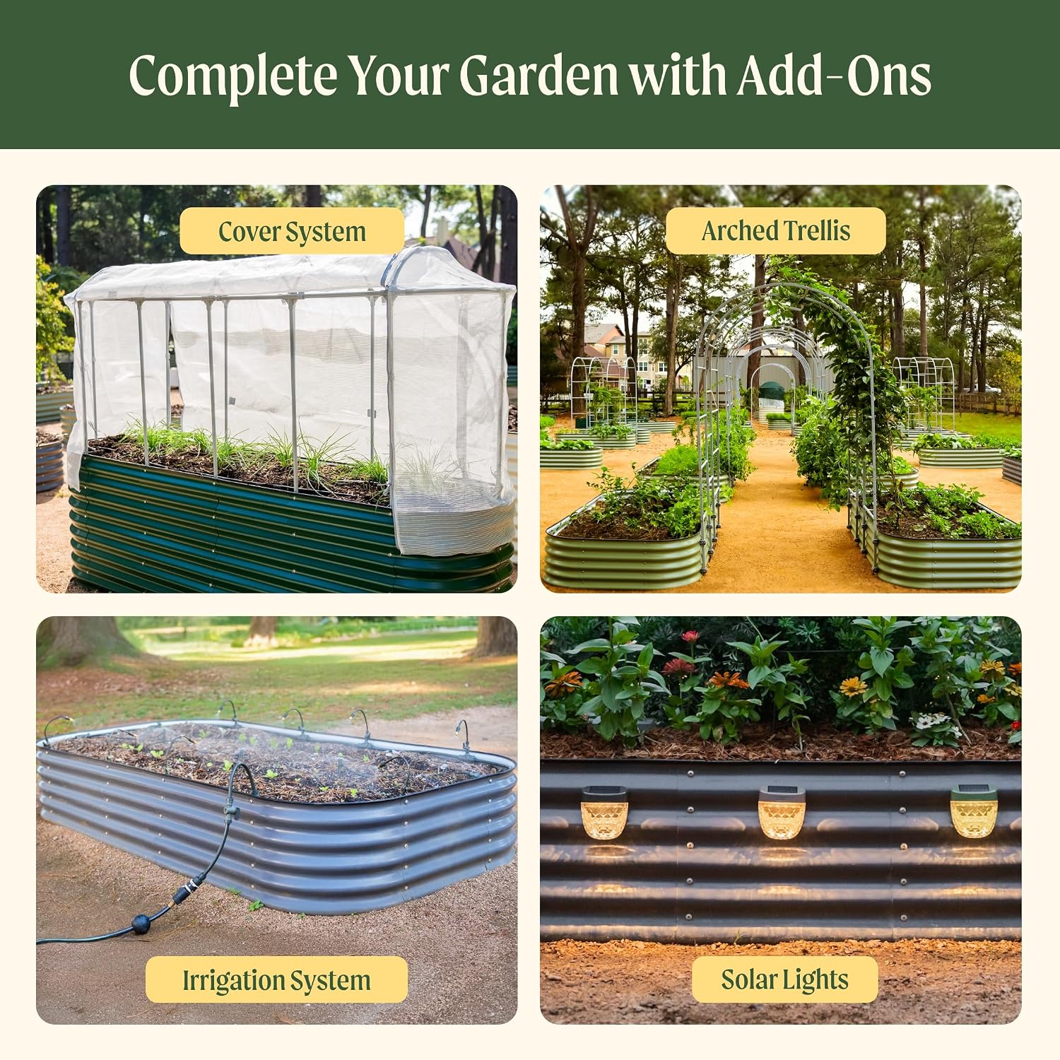 Thumbnail 4 de Vego Garden 32" Extra Tall 4-in-1 Modular Metal Raised Bed, Pearl White