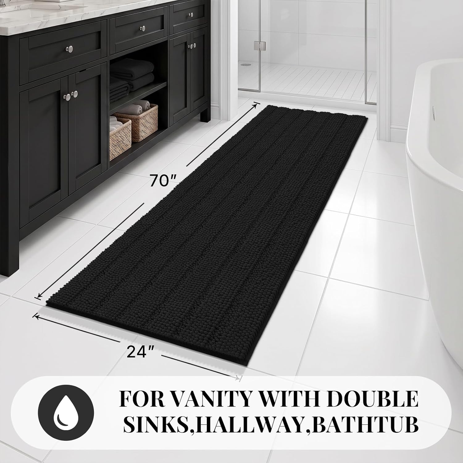 Detalle de Bcoimo Chenille Bath Runner Rug 70x24
