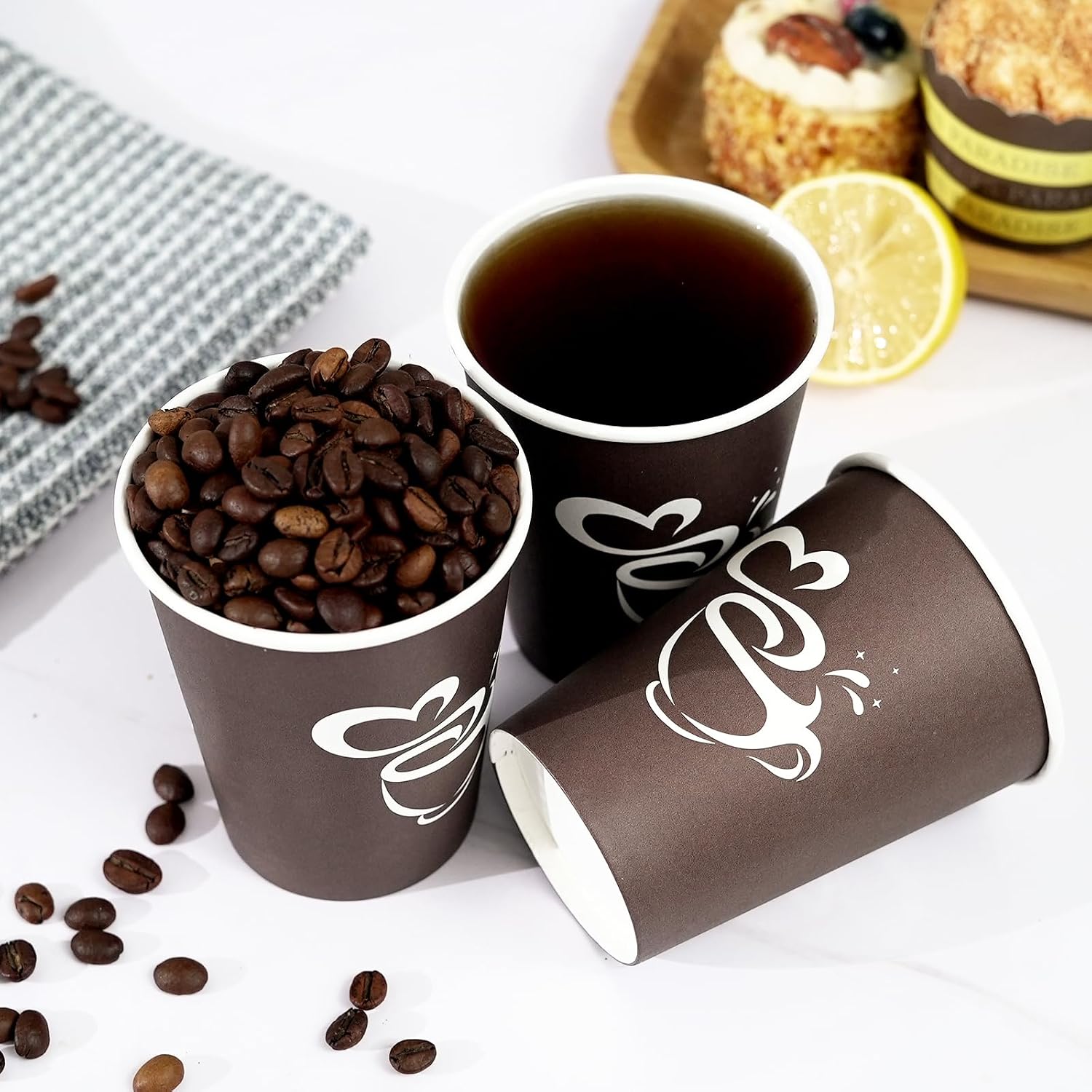 Detalle de Clawsoff 8 oz Paper Coffee Cups (400 Count): Leak-Proof, BPA-Free & Disposable for Hot or Cold Beverages