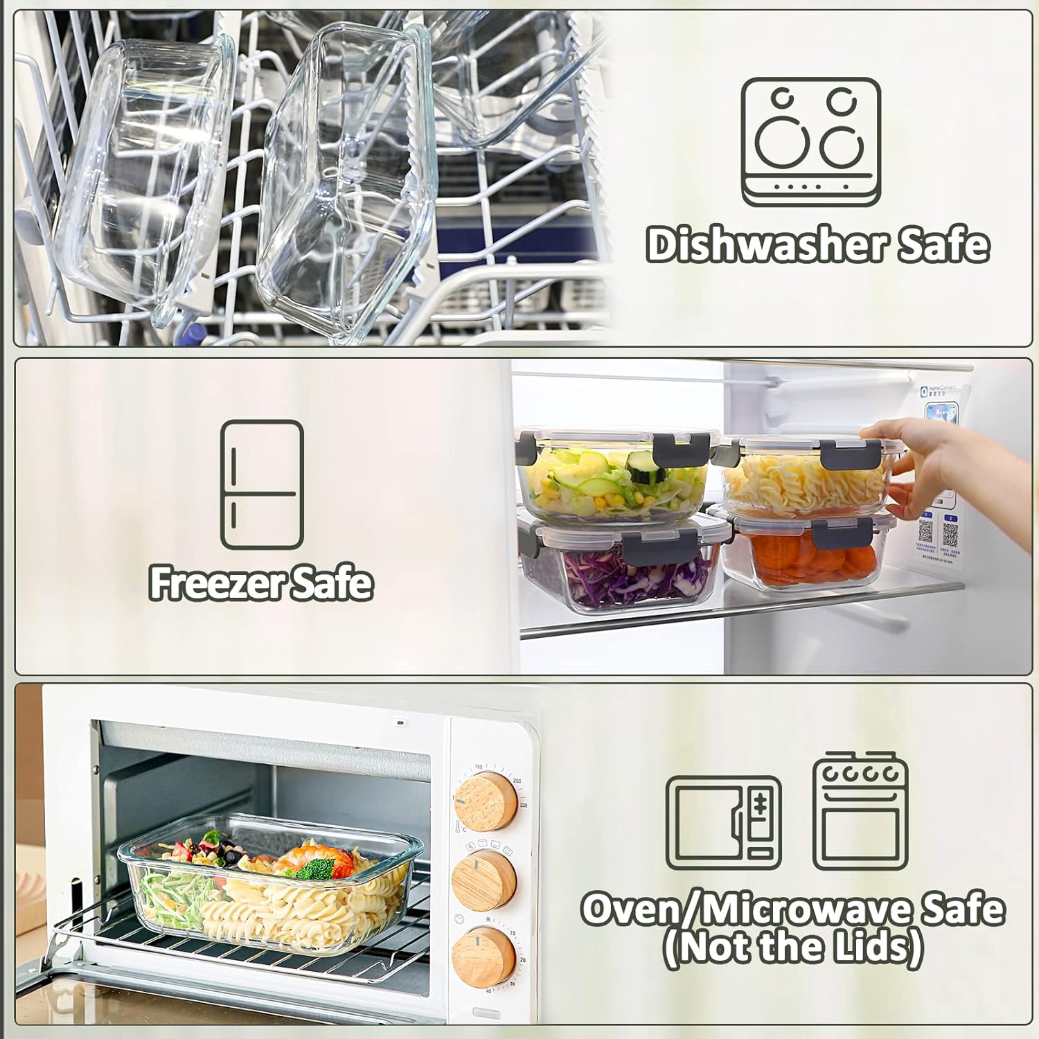 Thumbnail 3 de MCIRCO 5-Pack 36 Oz Glass Meal Prep Containers with Snap Lock Lids (Borosilicate)
