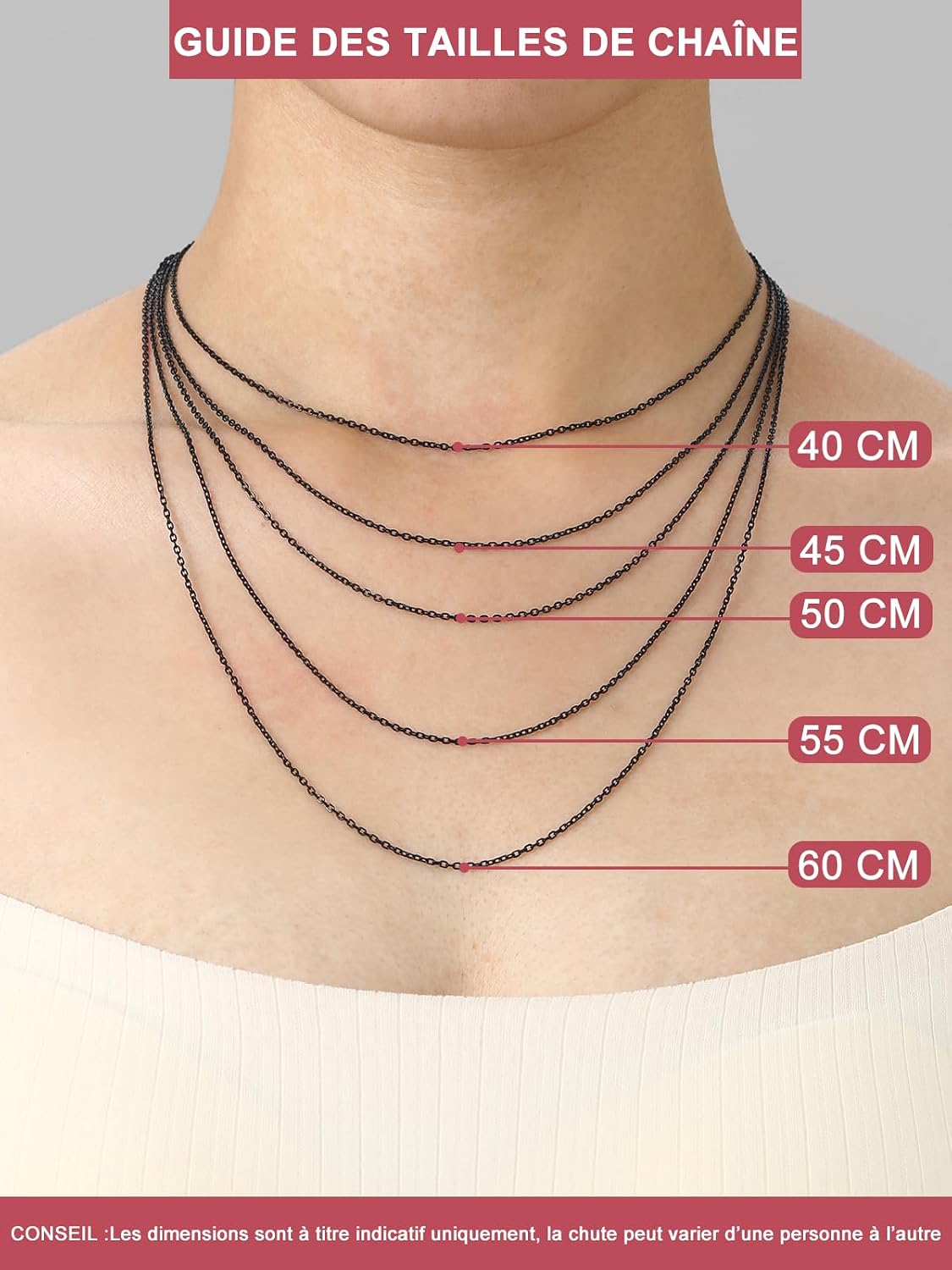 Detalle 2 de FOCALOOK Chaîne Collier Rolo 45cm 1,4mm