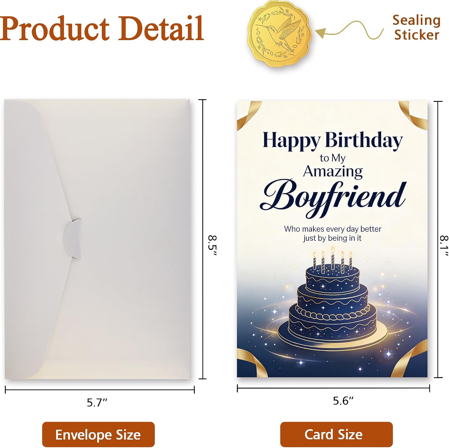 Thumbnail 3 de TzenvoGift Boyfriend Birthday Card, 5.6 x 8.1 Inch, Recycled Cardstock