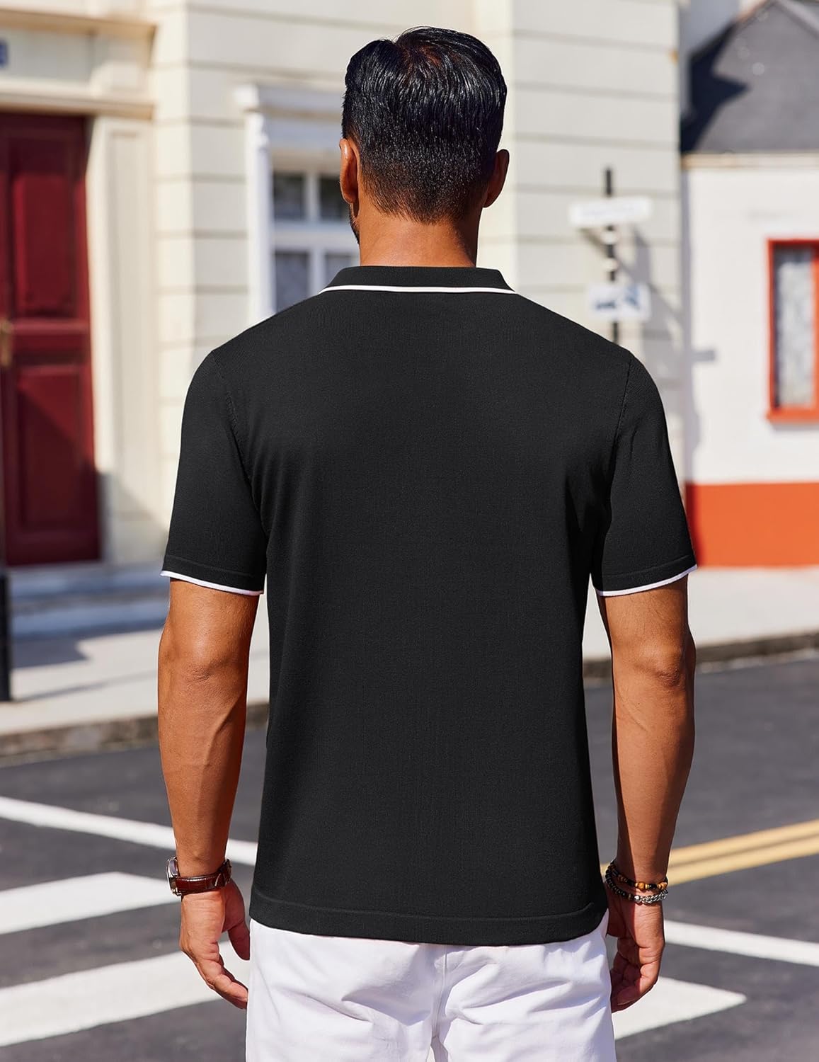 Thumbnail 6 de COOFANDY Men’s Short Sleeve Knit Polo Shirts with Contrast Collar (Vintage Golf & Old Money Style)