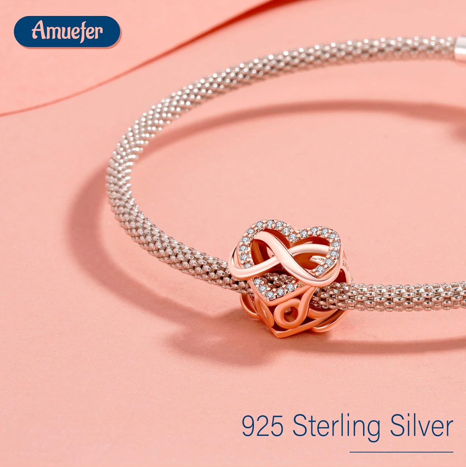 Thumbnail 1 de Charm Amuefer Amore Cuore: ciondolo compatibile per bracciale/collana in argento 925 placcato platino
