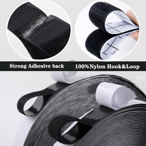 Detalle de Navona 30Ft x 1Inch Hook and Loop Strips with Adhesive – Heavy-Duty Self-Adhesive Tape with Measuring Scale