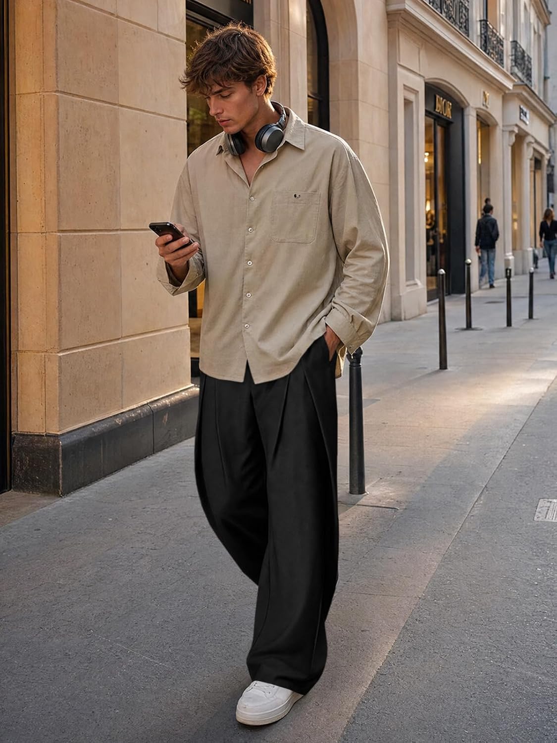 Detalle 1 de Runcati Men's Pleated Dress Pants