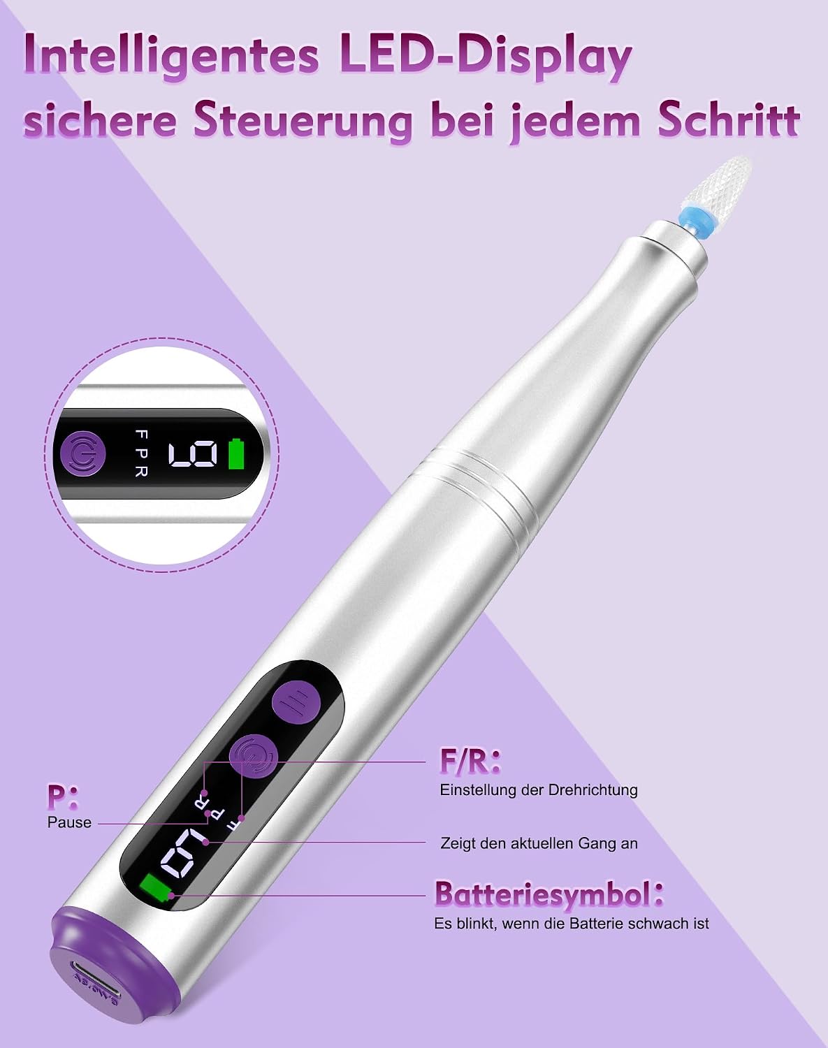 Thumbnail 4 de Fofile Nagelfräser Kabellos 12‑in‑1
