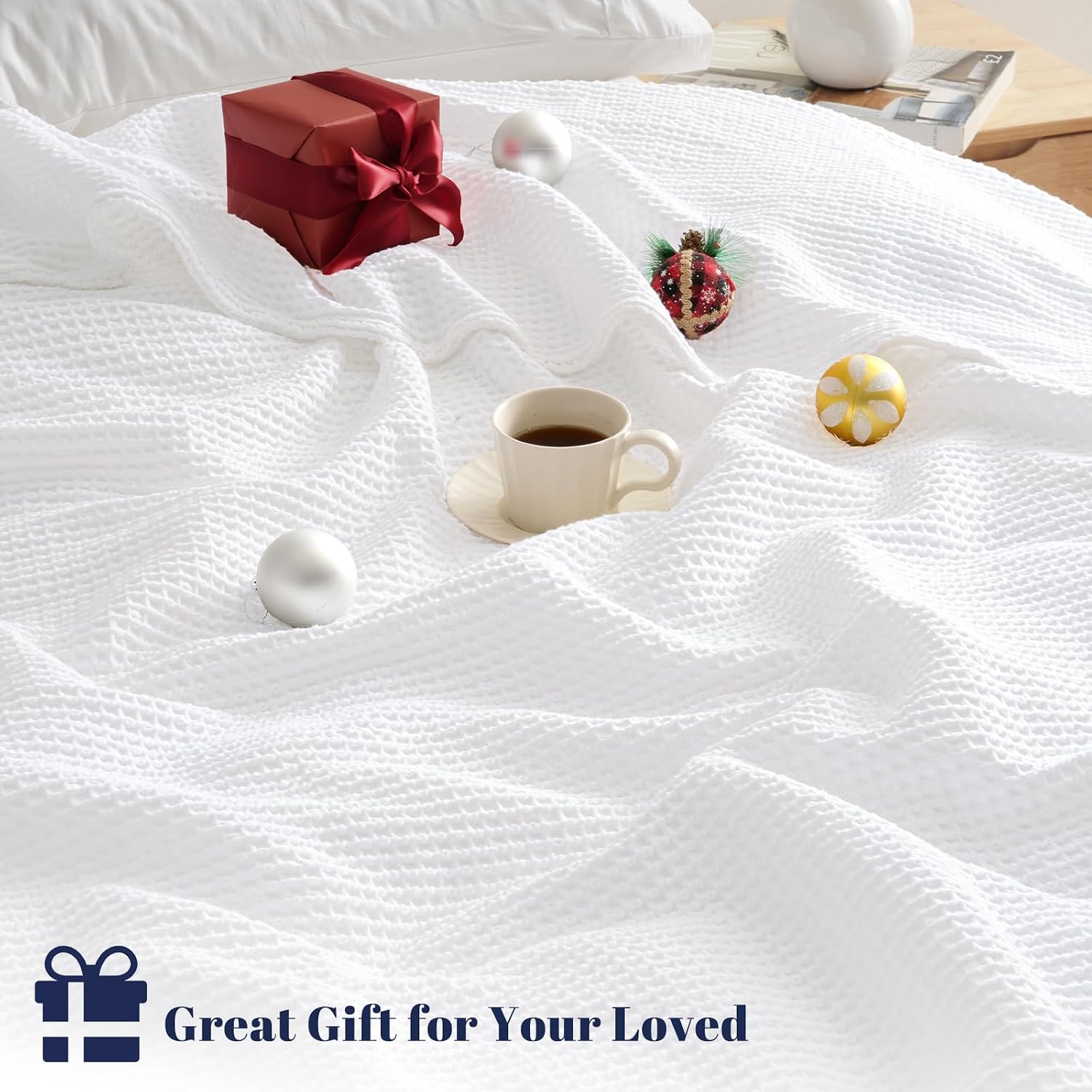 Thumbnail 5 de PHF 100% Cotton Waffle Weave Blanket (Double 150 x 200 cm) – Oeko-Tex Certified, Lightweight and Breathable
