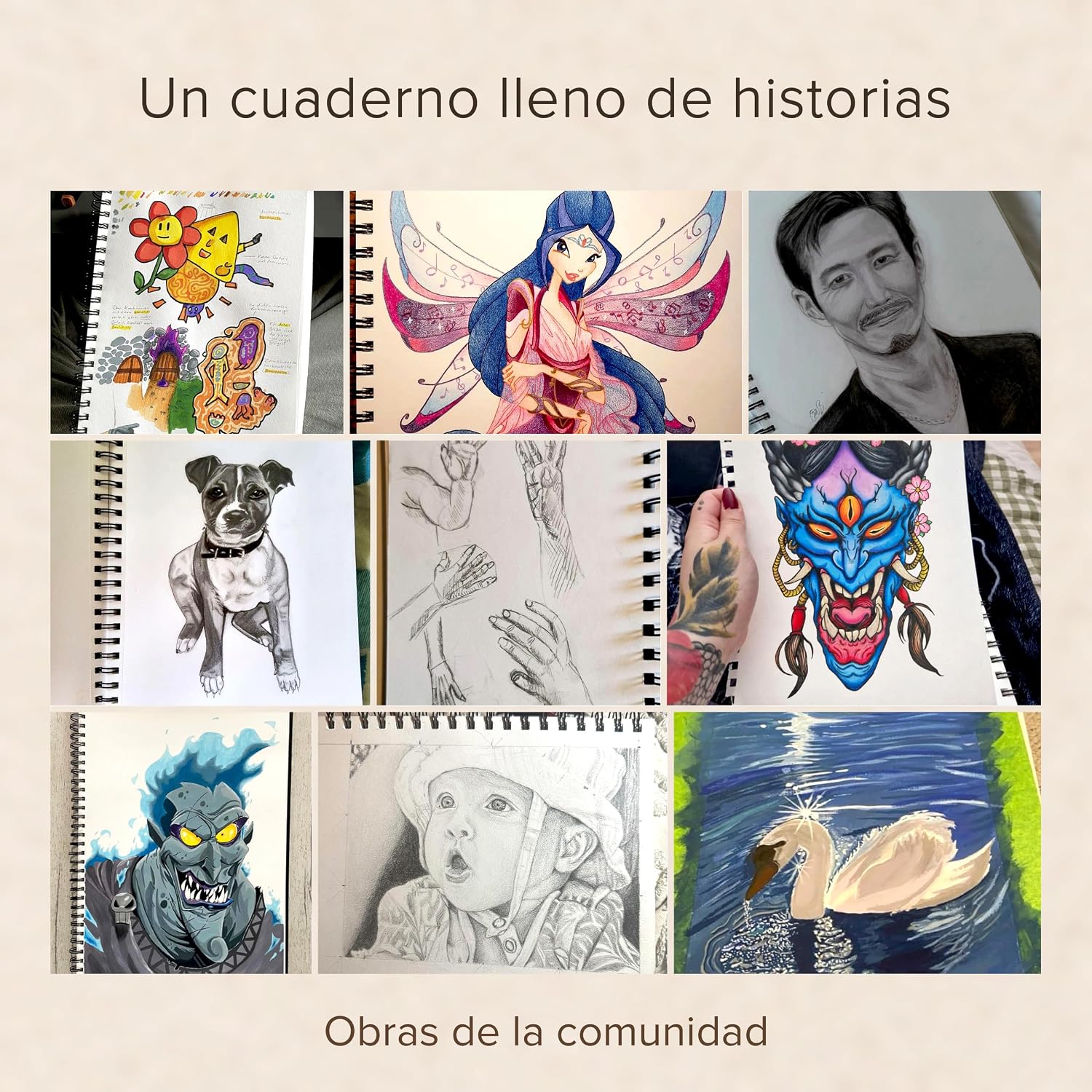 Thumbnail 5 de Cuaderno de Bocetos de Artista A4 - Tapa Dura, Papel muy Grueso de 200 gm2 - Encuadernado en Espiral para Niños, Profesionales, Dibujar y Hacer Bocetos - 21x29 cm, 40 hojas, 80 Páginas