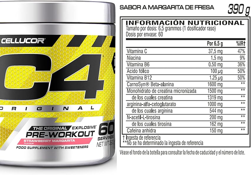 Detalle 2 de C4 Original Strawberry Margarita 150 mg cafeína — 60 raciones 🥤