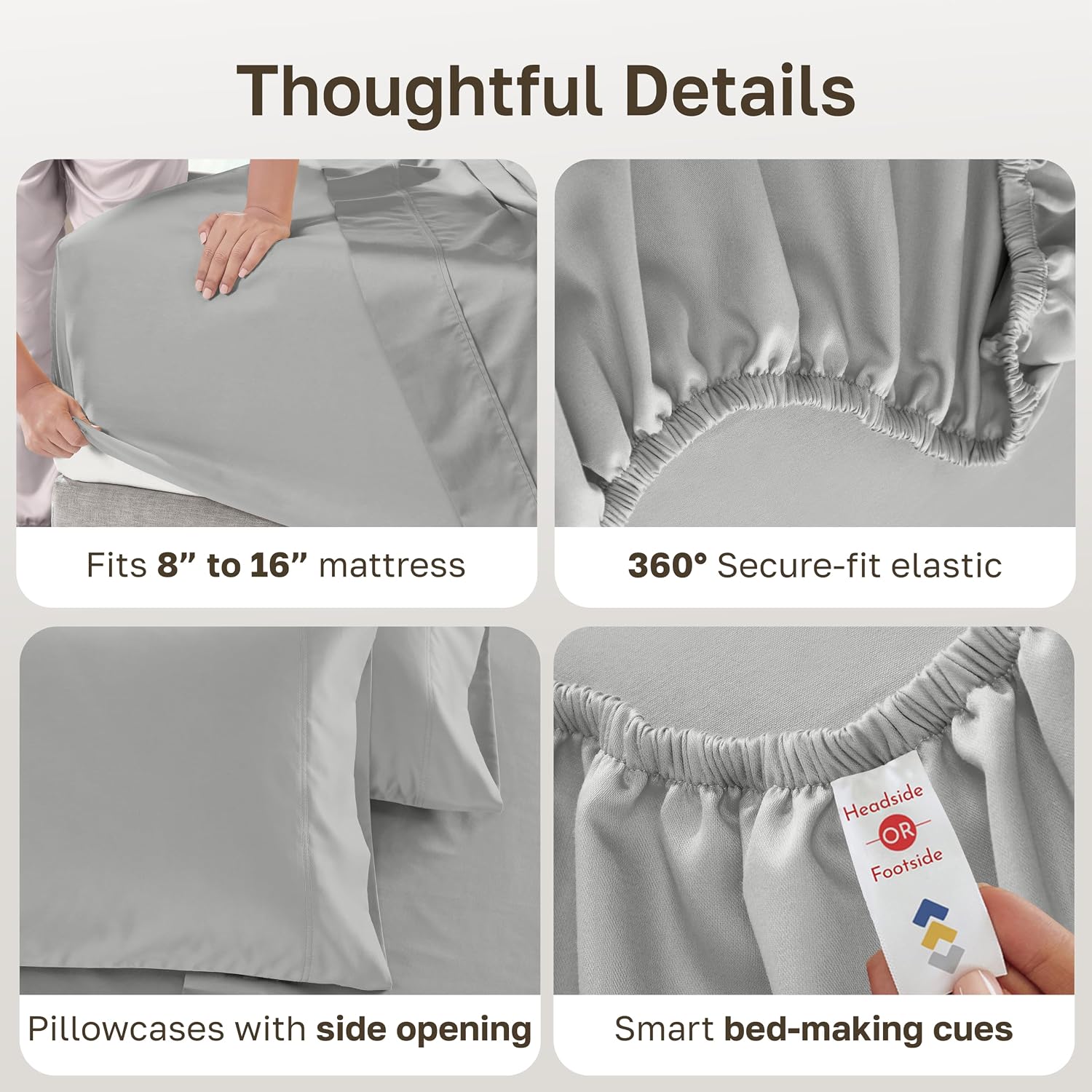 Detalle 1 de California Design Den 840307159694 600-Thread-Count California King Cotton Sateen Sheets, Light Gray
