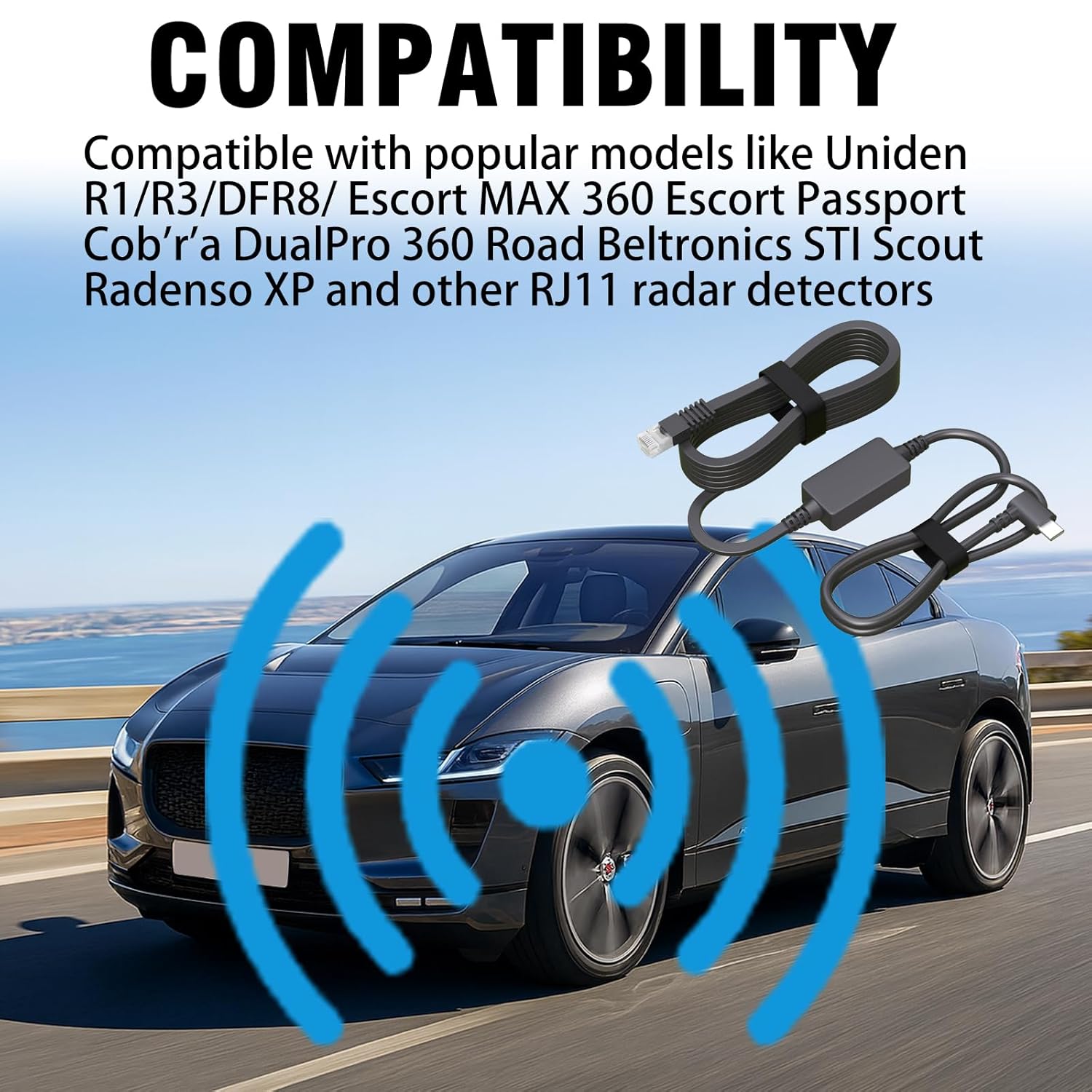Detalle 2 de Radar Detector Cable: USB-C to RJ11 Power Cord (5.9ft) for Escort, Uniden, Cobras & More